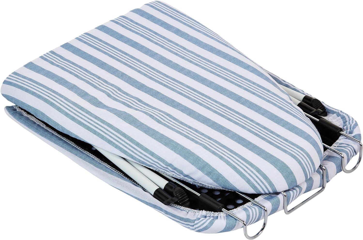 Foldable Blue Stripe Tabletop Ironing Board with Iron Rest