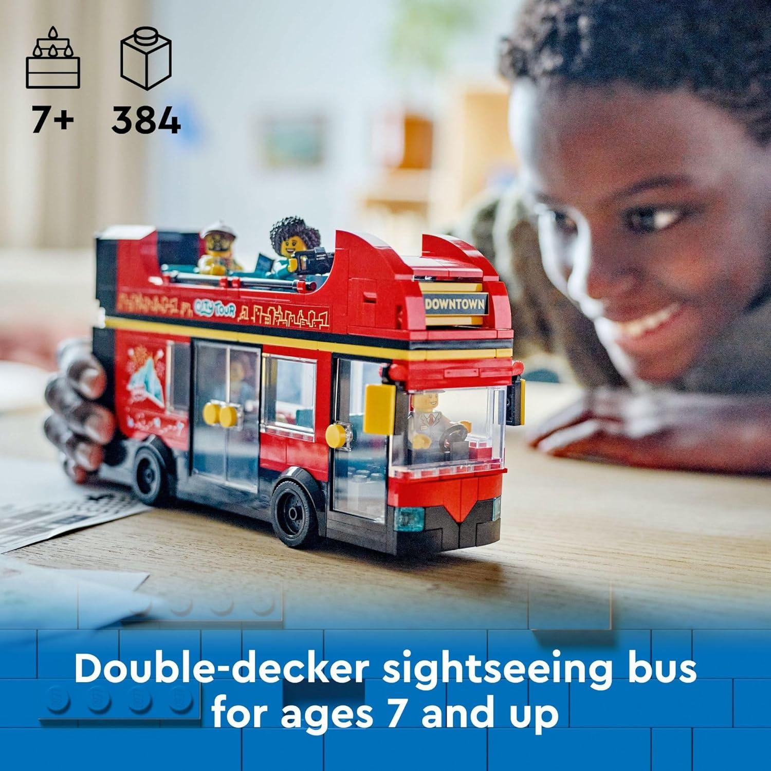 LEGO City Red Double-Decker Sightseeing Bus Toy, London Bus 60407