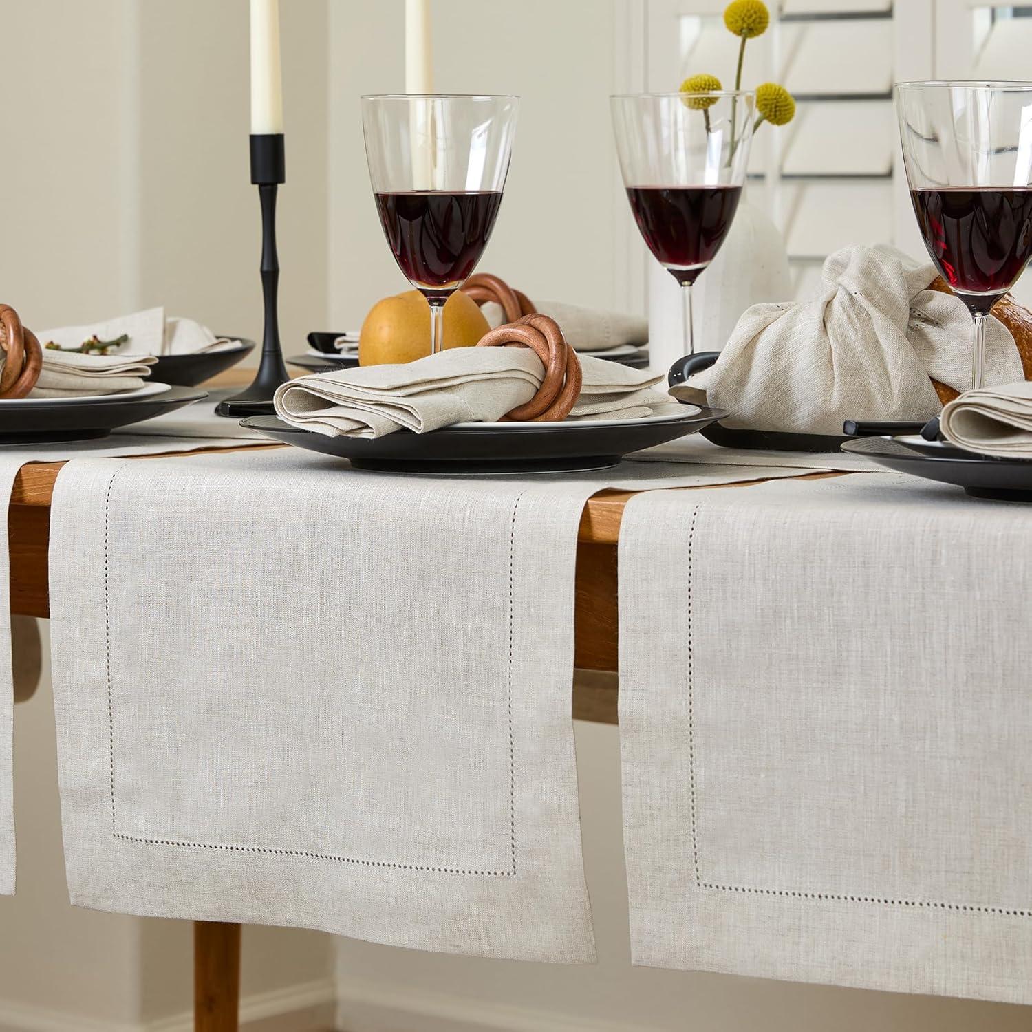 Solino Home 100% Pure Linen Hemstitch Placemats - Classic Hemstitch (Set of 4)