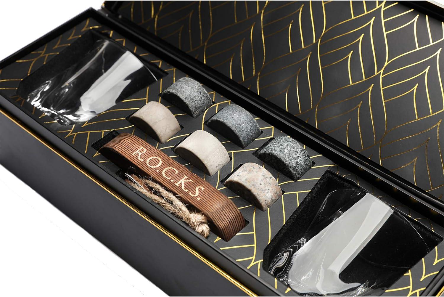 Whiskey Chilling Stones Gift Set Crystal Glasses