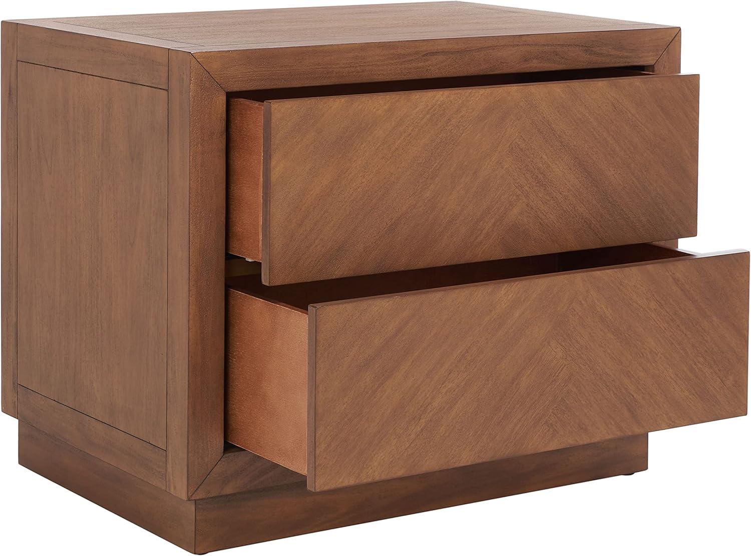 Steve 2-Drawer Brown Mahogany Wood Nightstand