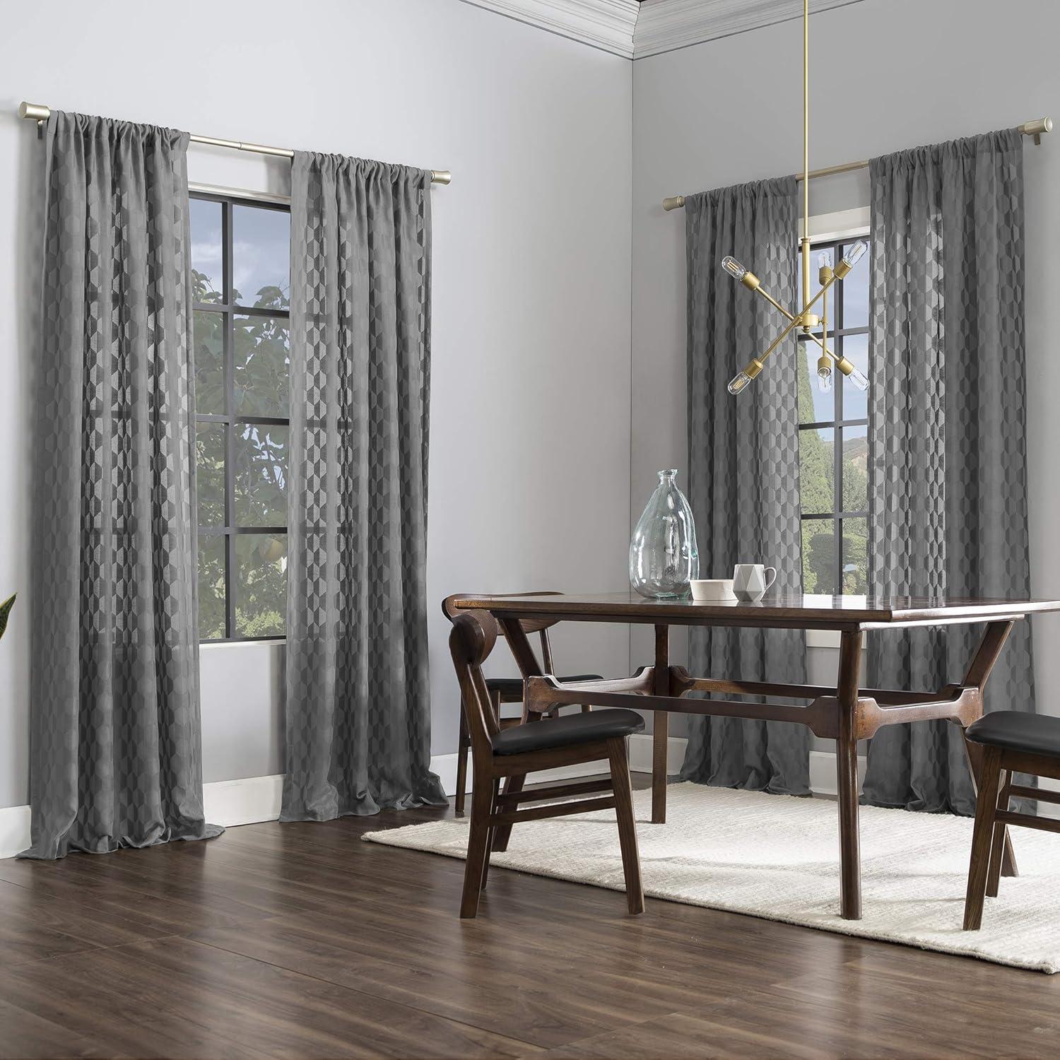 Scott Living Scott Living Verge Geometric Clipped Jacquard Semi-Sheer Rod Pocket Curtain Panel