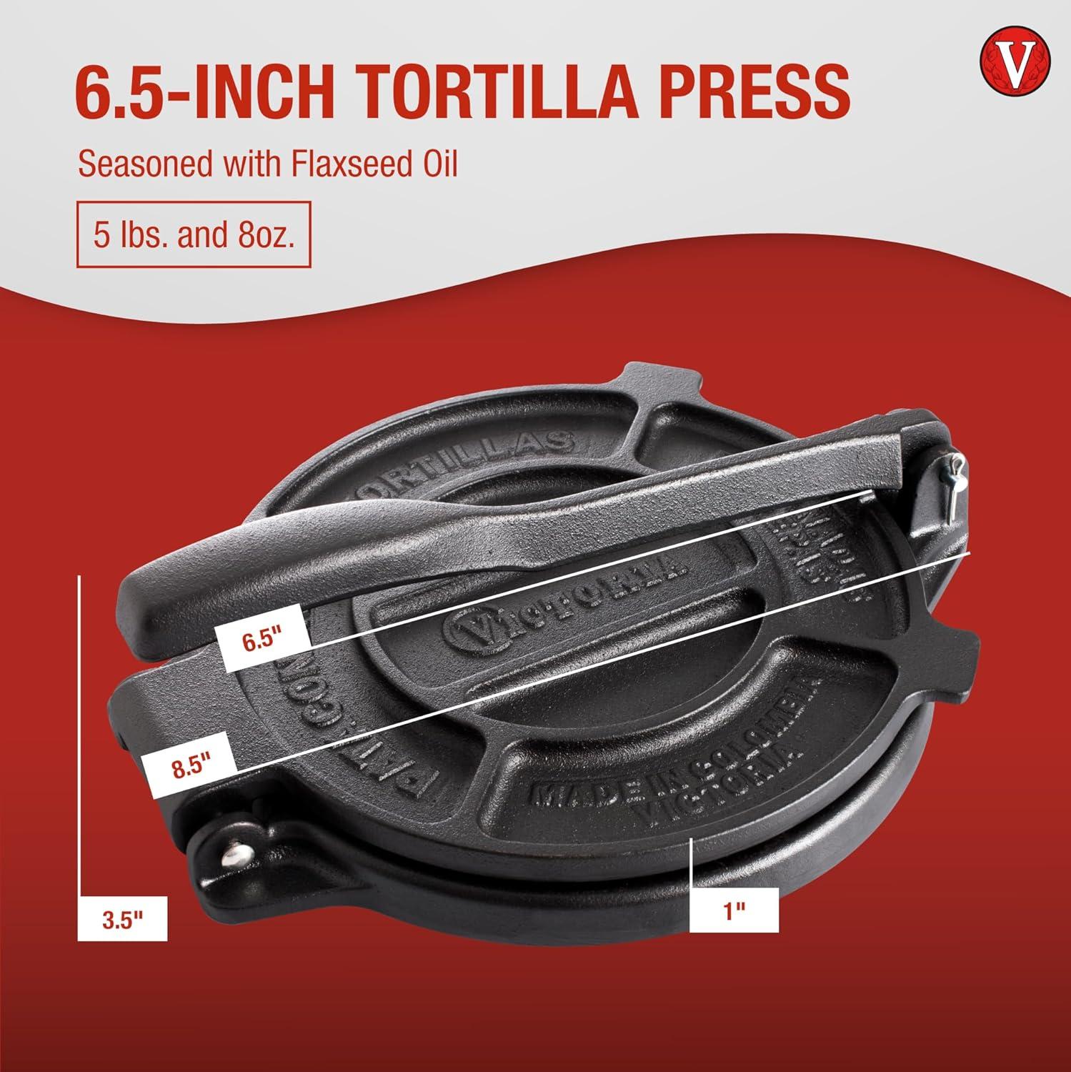 Victoria Tortilla Press Cast Iron Preseasoned 6.5" - Case - 6 Units