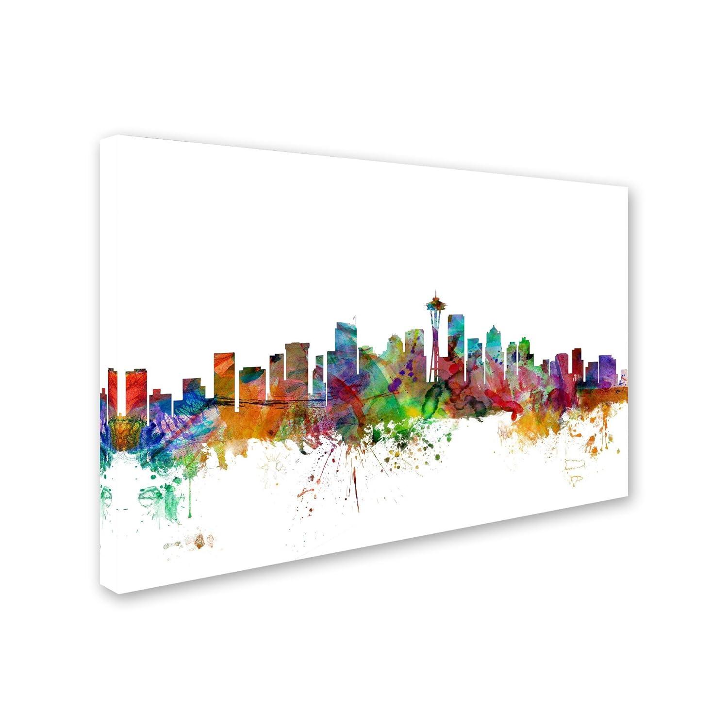 Trademark Fine Art 'Seattle Washington Skyline' Graphic Art Print on Wrapped Canvas | Wayfair