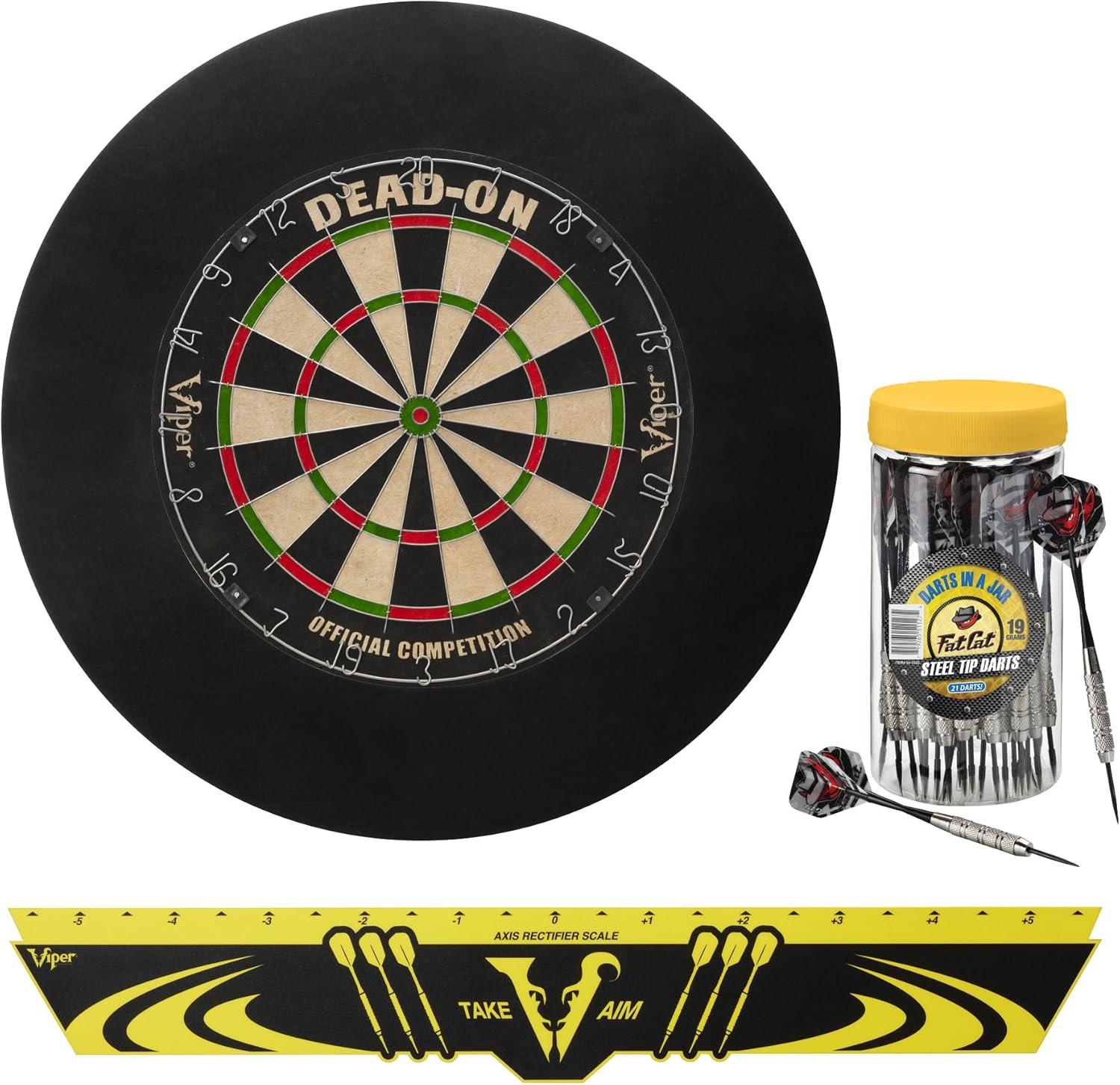 Viper Dead-On Sisal Dartboard, Defender Dart Surround, Jar Of 20 Darts And Viper Edge Throwline