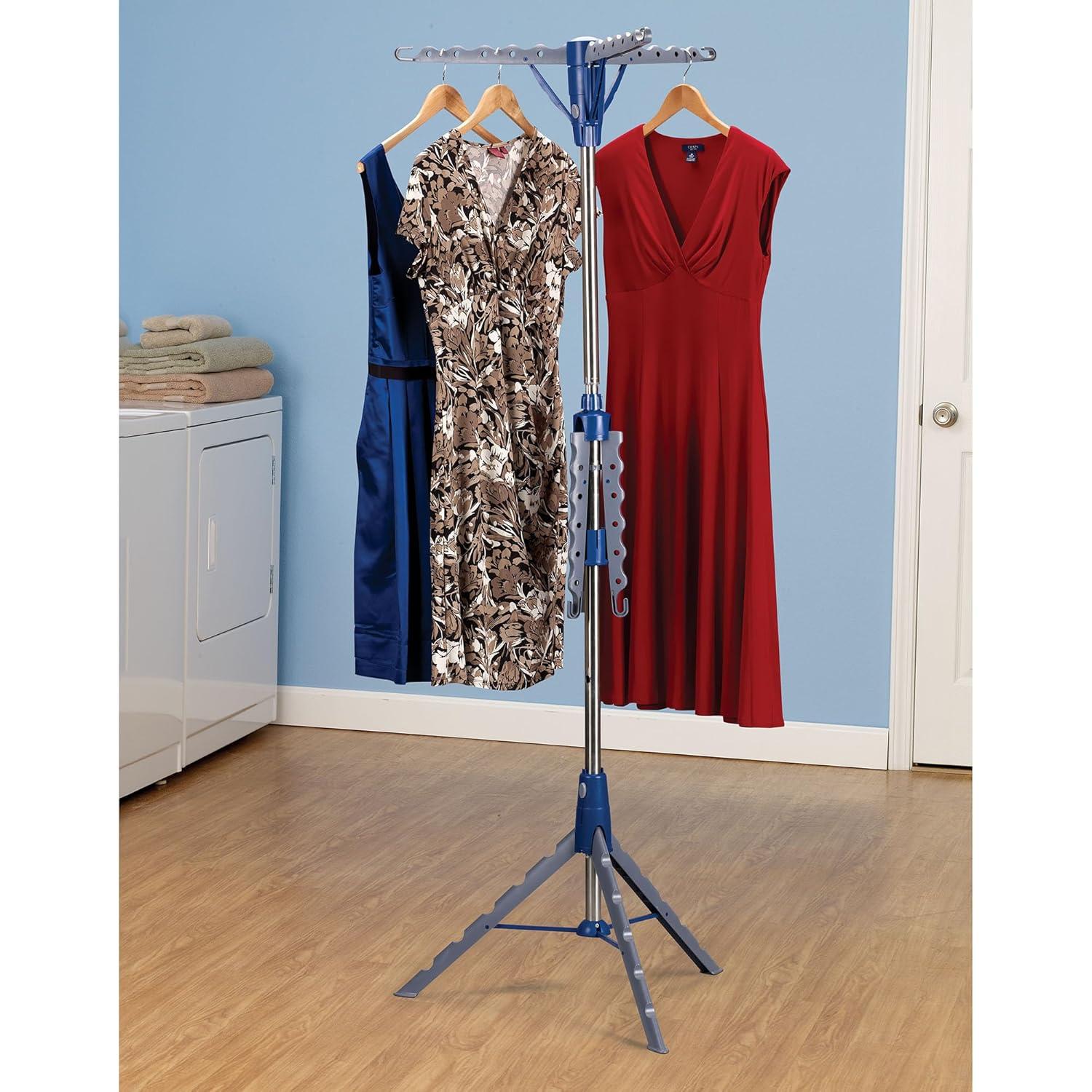Household Essentials 2 Tier Tripod Clothes Drying Rack Air Dryer and Garment Rack Blue: Indoor Collapsible Clothing Rack