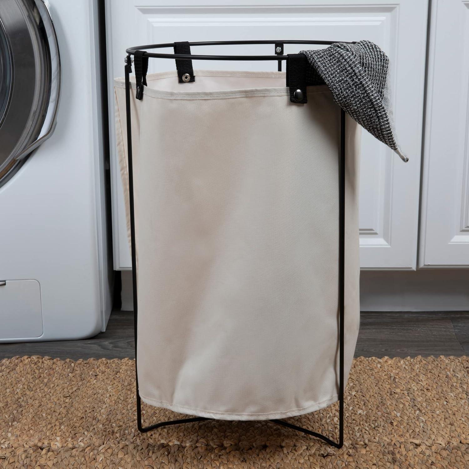 Household Essentials Metal Wire Frame Laundry Hamper with Removable Canvas Bag