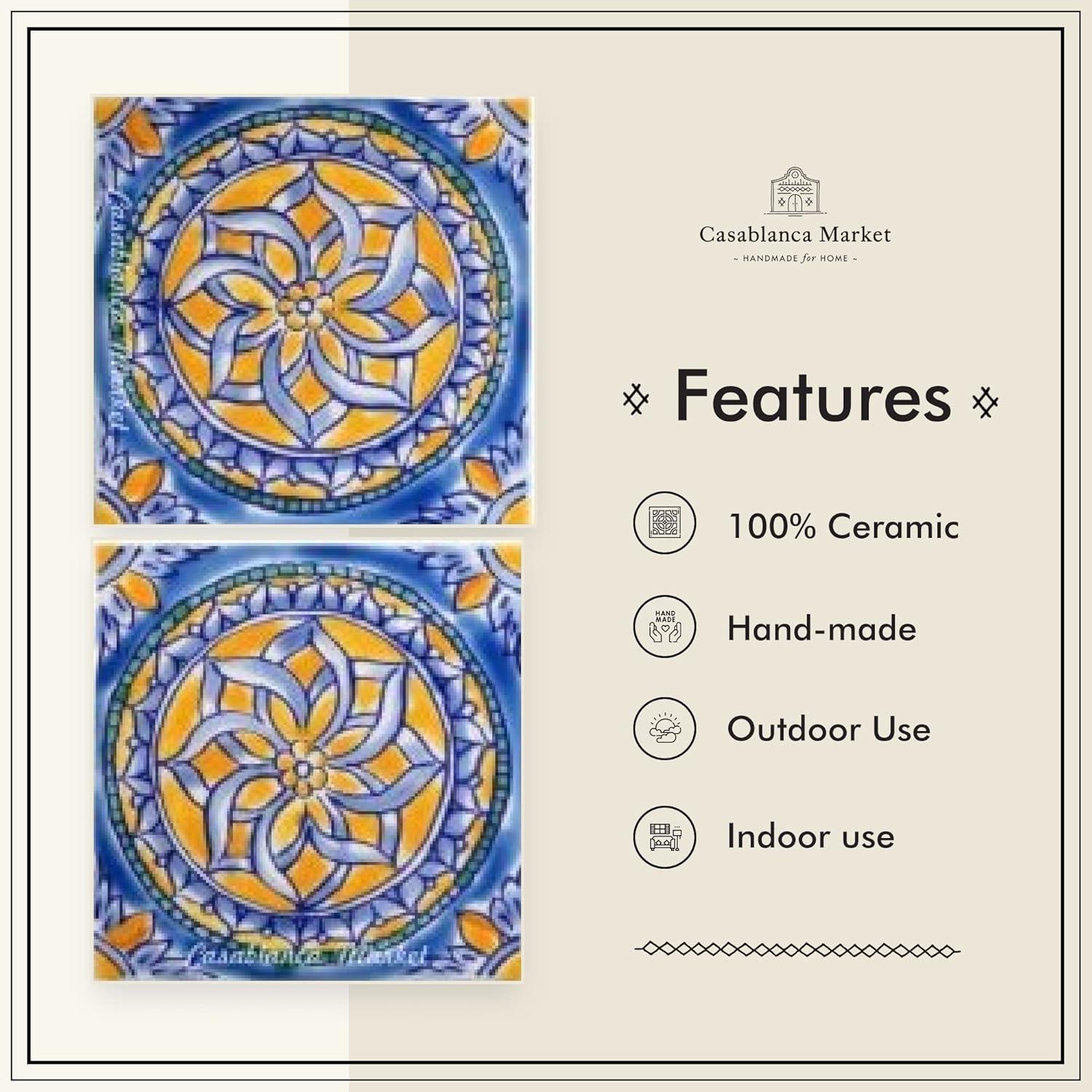 Casablanca Market Mediterranean 4" x 4" Ceramic Palma Decorative Tile in Green & Reviews | Wayfair