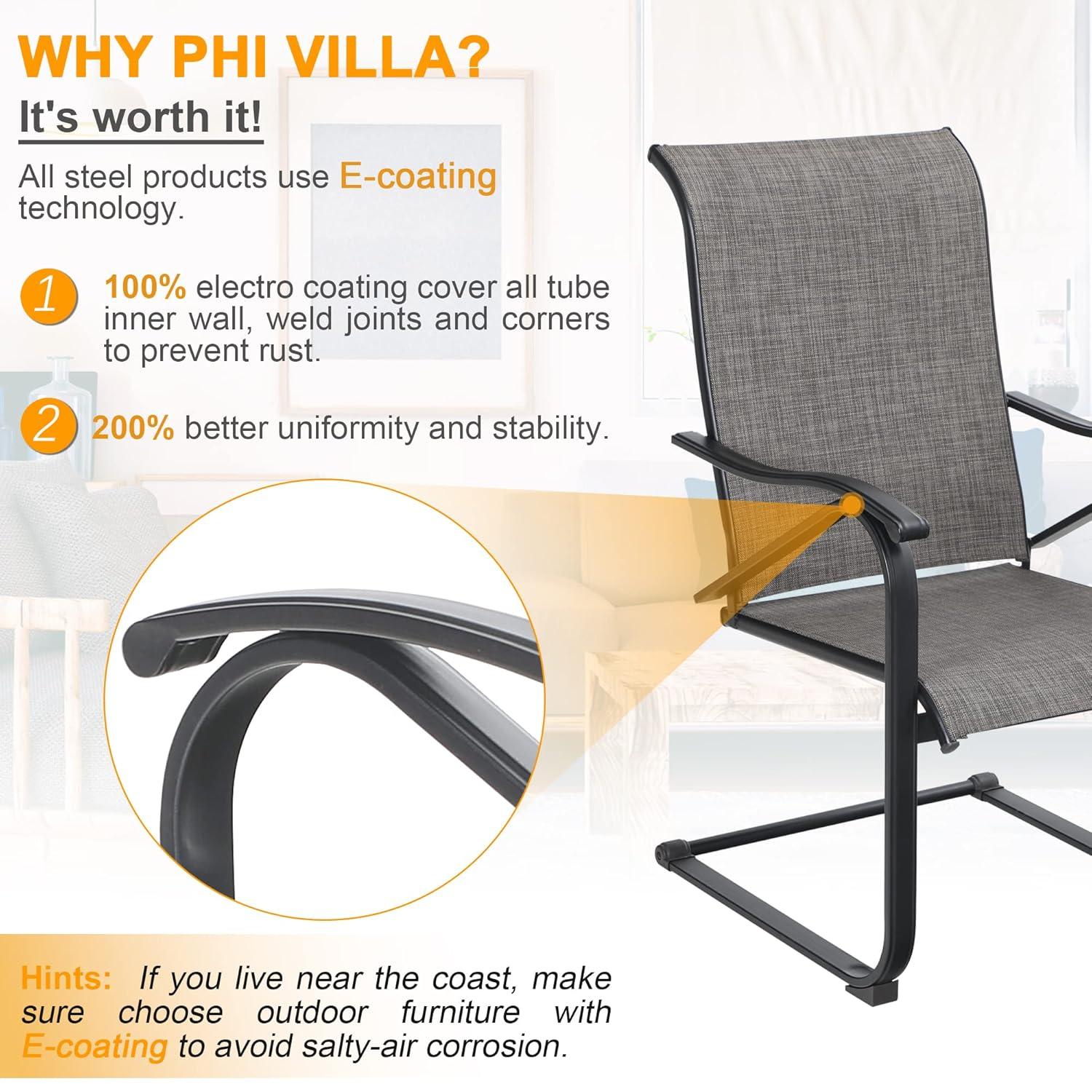 Gray Textilene Fabric High Back Outdoor Dining Chairs with Steel Frame