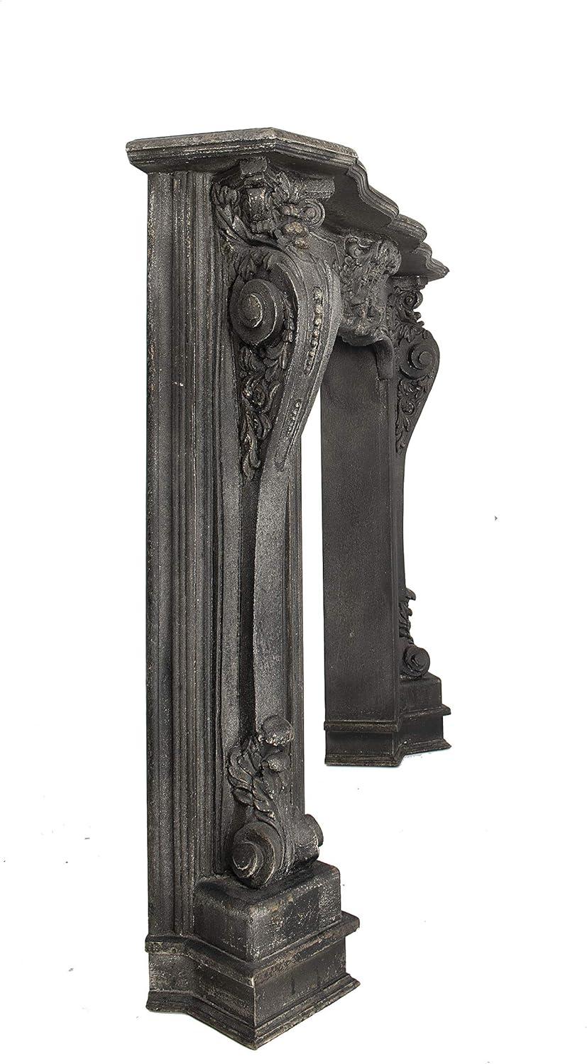 Storied Home Ornate Decorative Fireplace Mantel Black: Wall Mount, MDF Frame, Adult Assembly