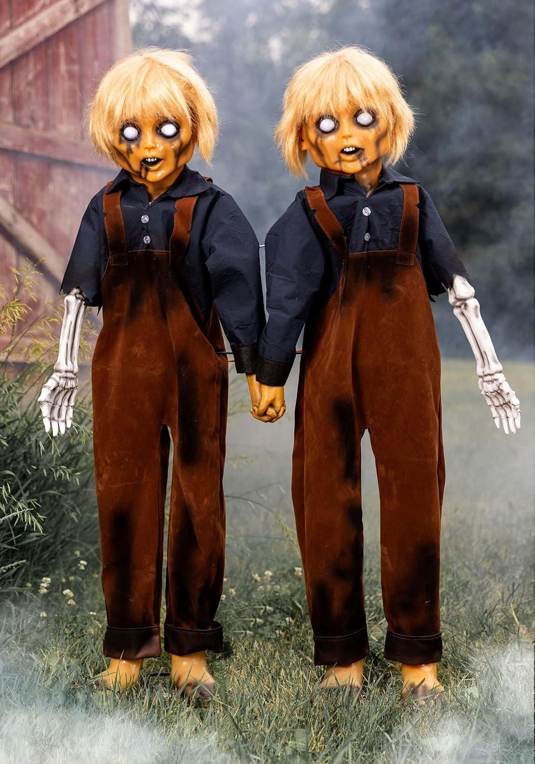 Creepy Twin Boys Animatronic Decoration