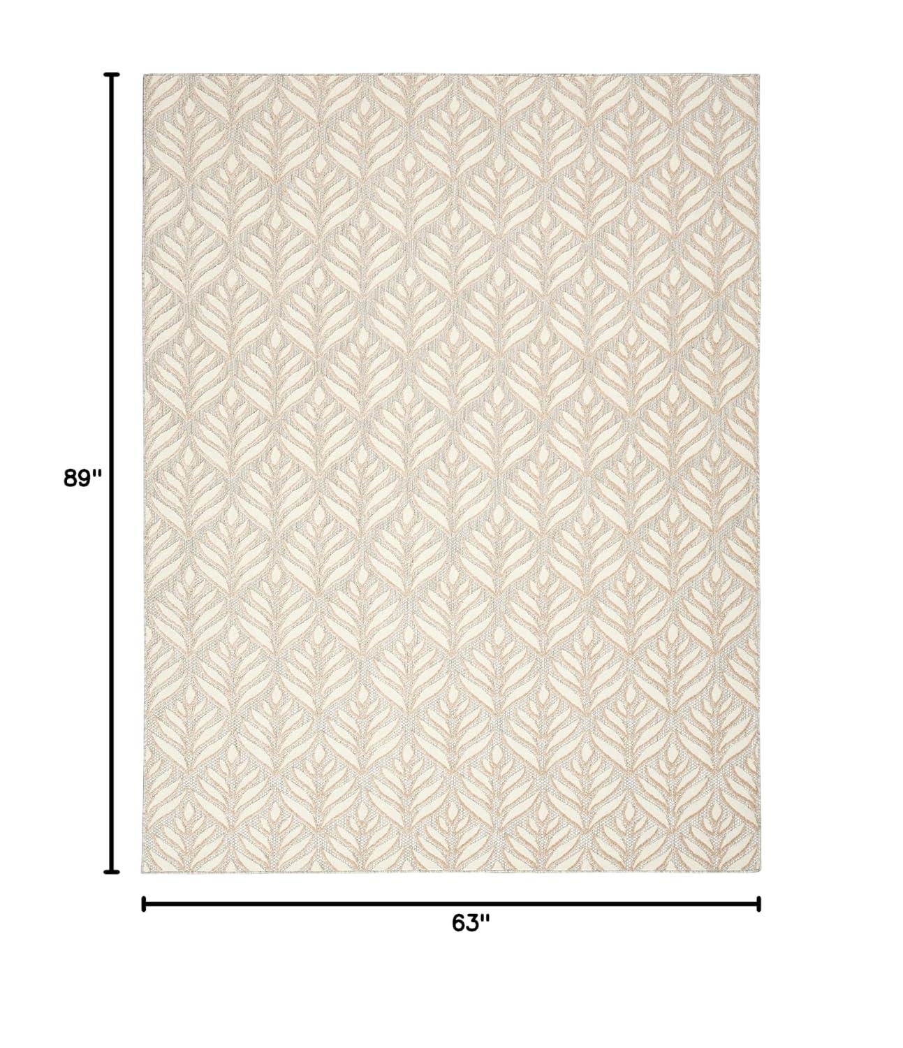 Nourison Aloha Tropical Palm Flatweave High-Low Indoor Outdoor Area Rug Ivory Grey 5'3" x 7'5"