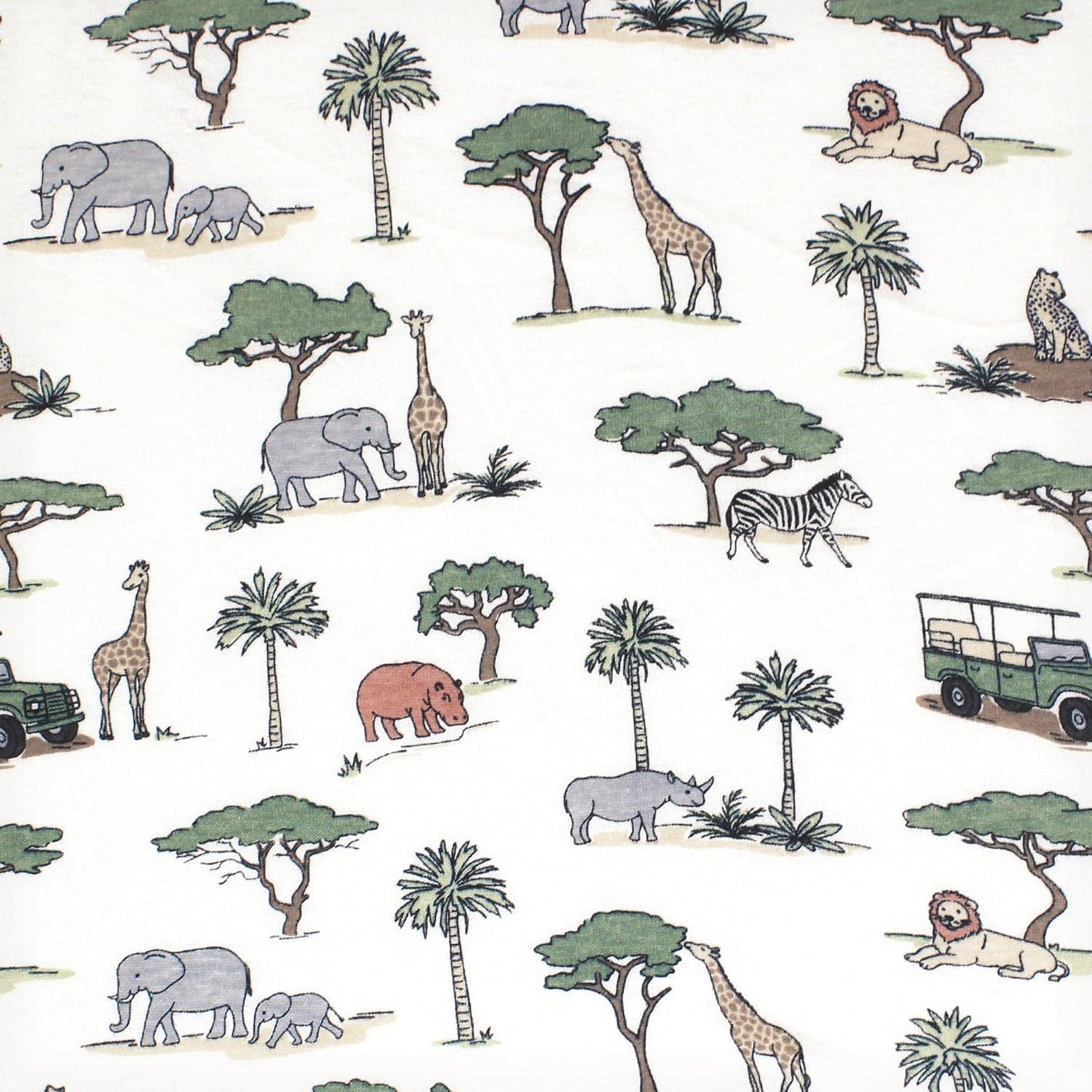 Hudson Baby Cotton Fitted Crib Sheet, Going On Safari, One Size