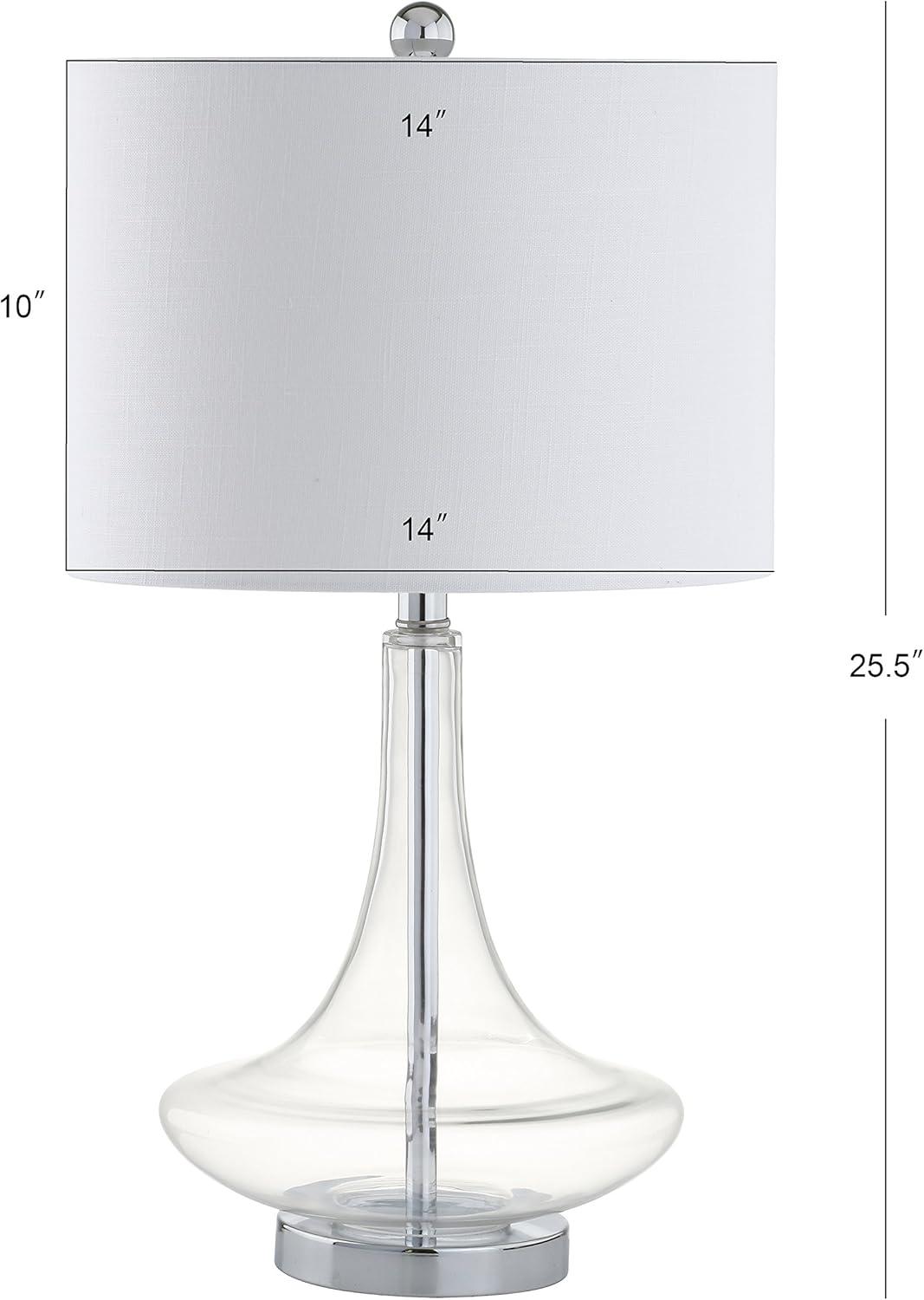JONATHAN Y Cecile 25.5" Glass Teardrop LED Table Lamp, Clear/Chrome (Set of 2)