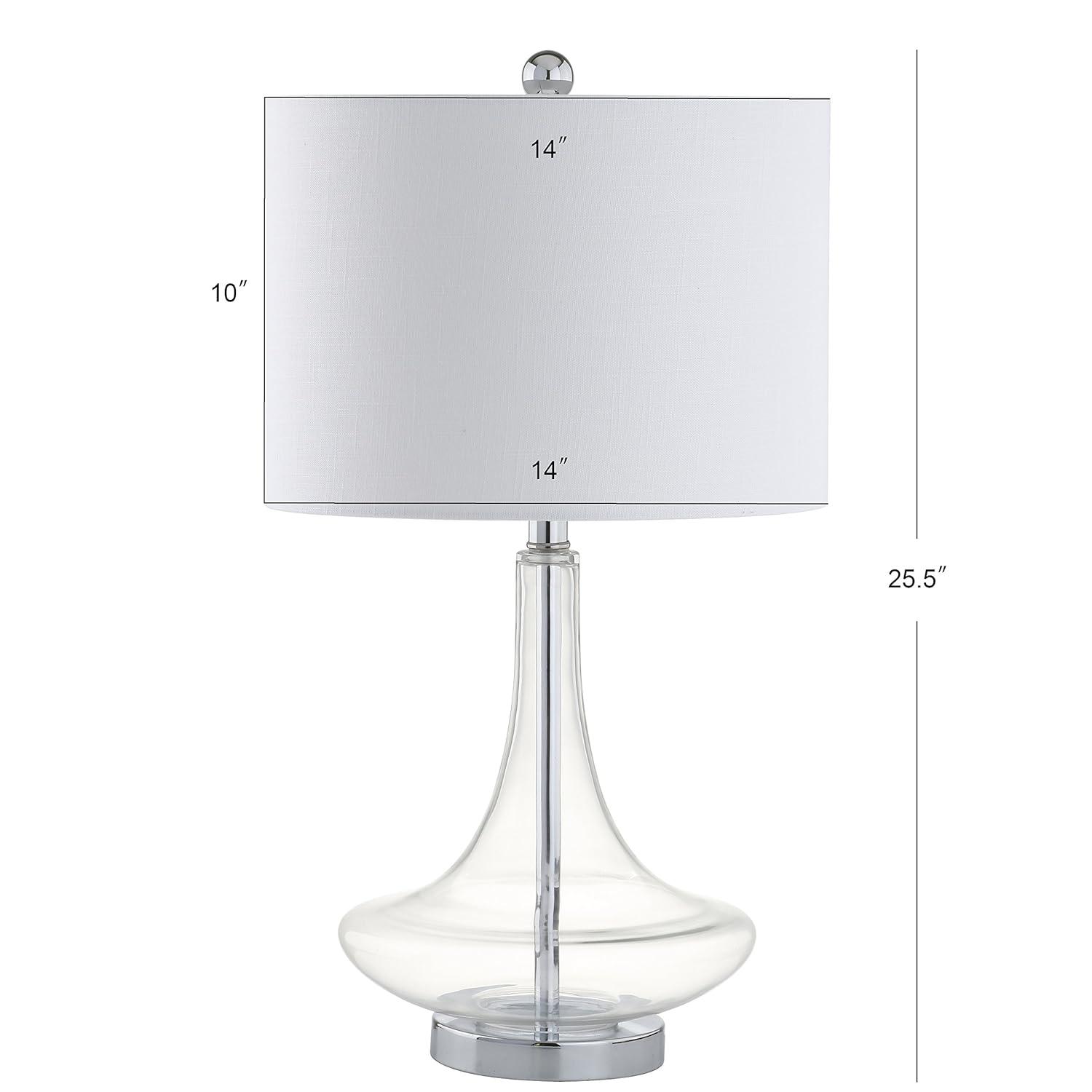 JONATHAN Y Cecile 25.5" Glass Teardrop LED Table Lamp, Clear/Chrome (Set of 2)