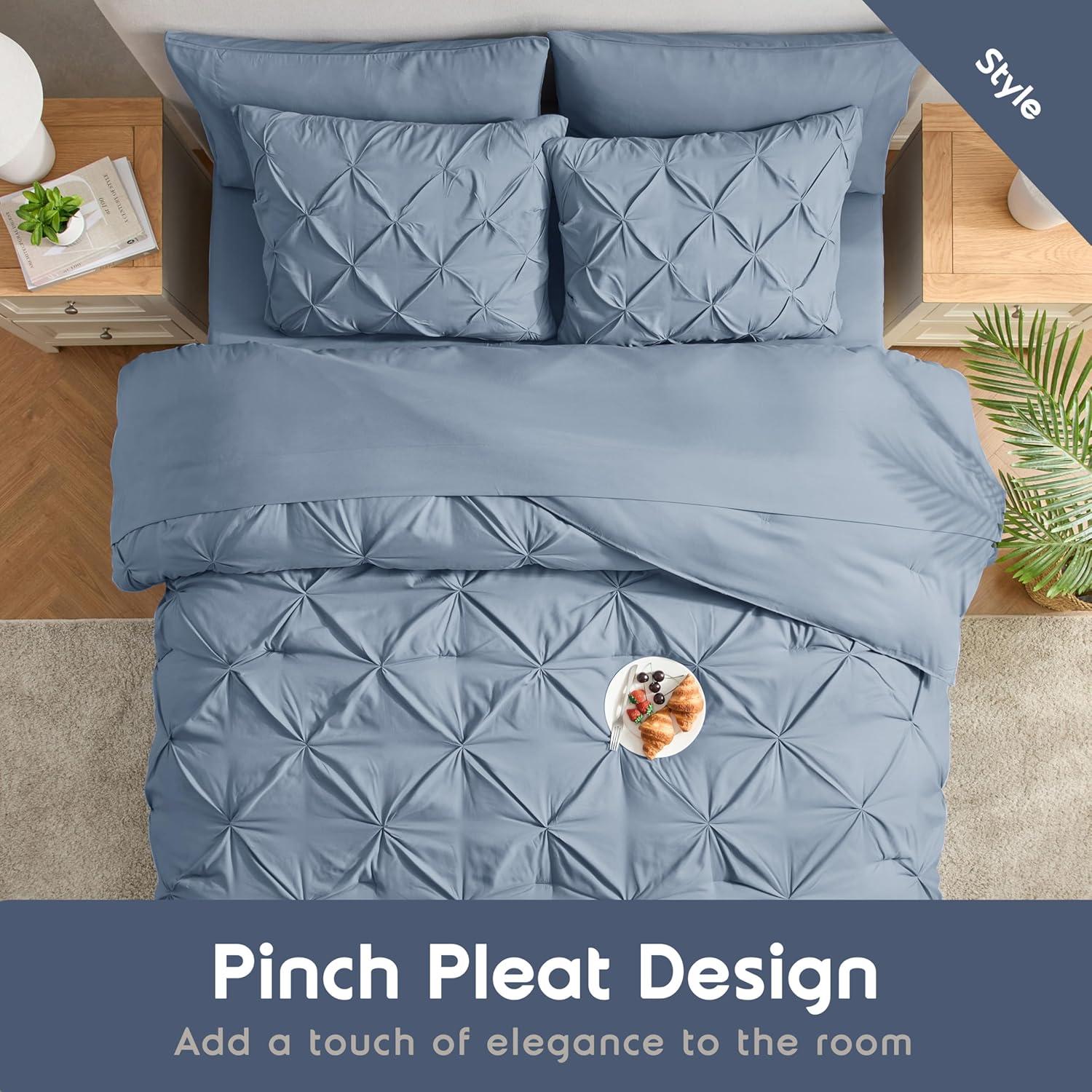 Nestl Bed in a Bag Pinch Pleat, 7 Piece Bedding Set