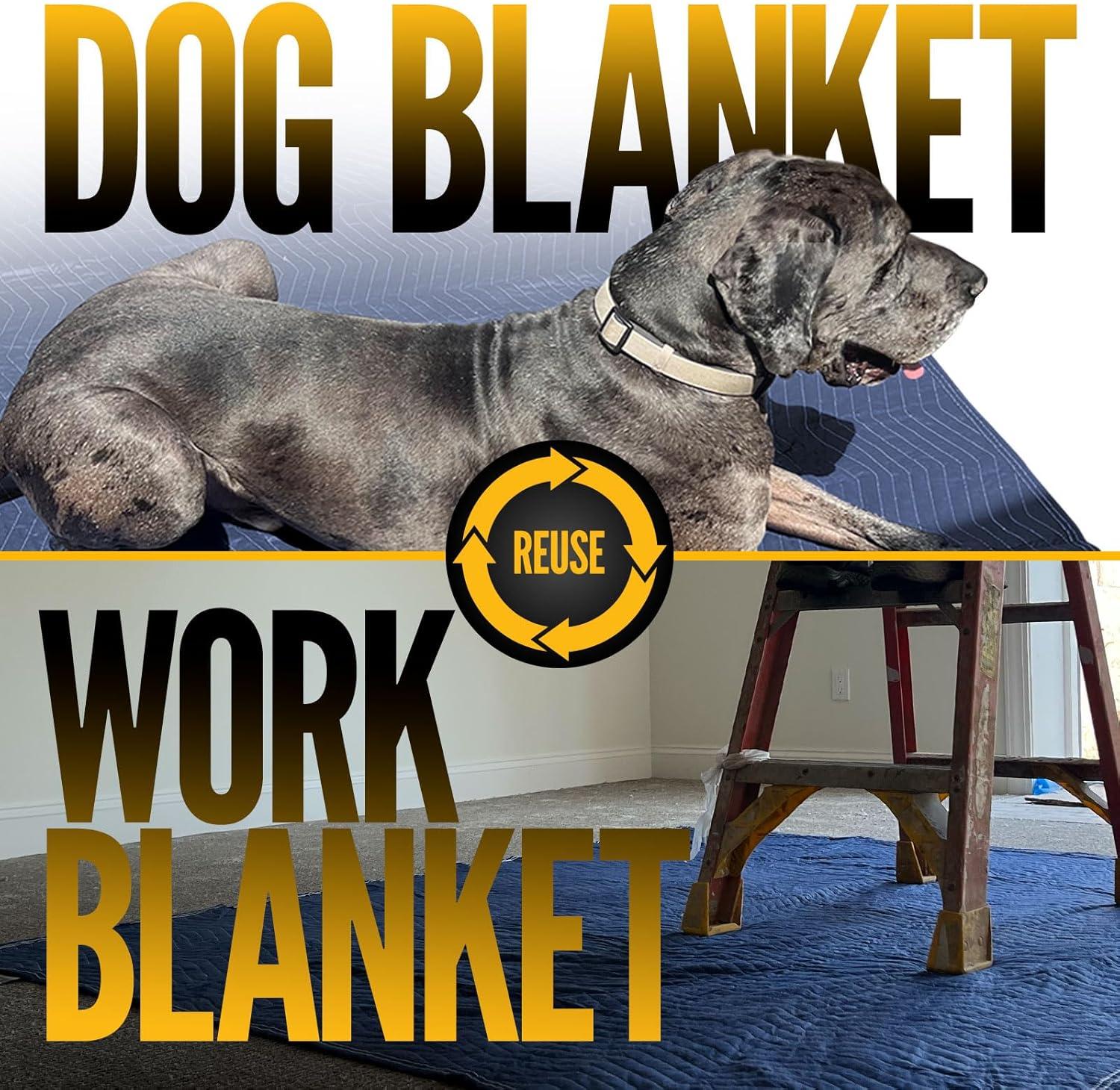 US Cargo Control Moving Blankets 72"x80", MBSAVER43 Econo Saver, (43 lb/doz Weight), Professional Quilted Furniture Moving Pads for Packing, Shipping or Cargo Blanket, Blue, 6-Pack