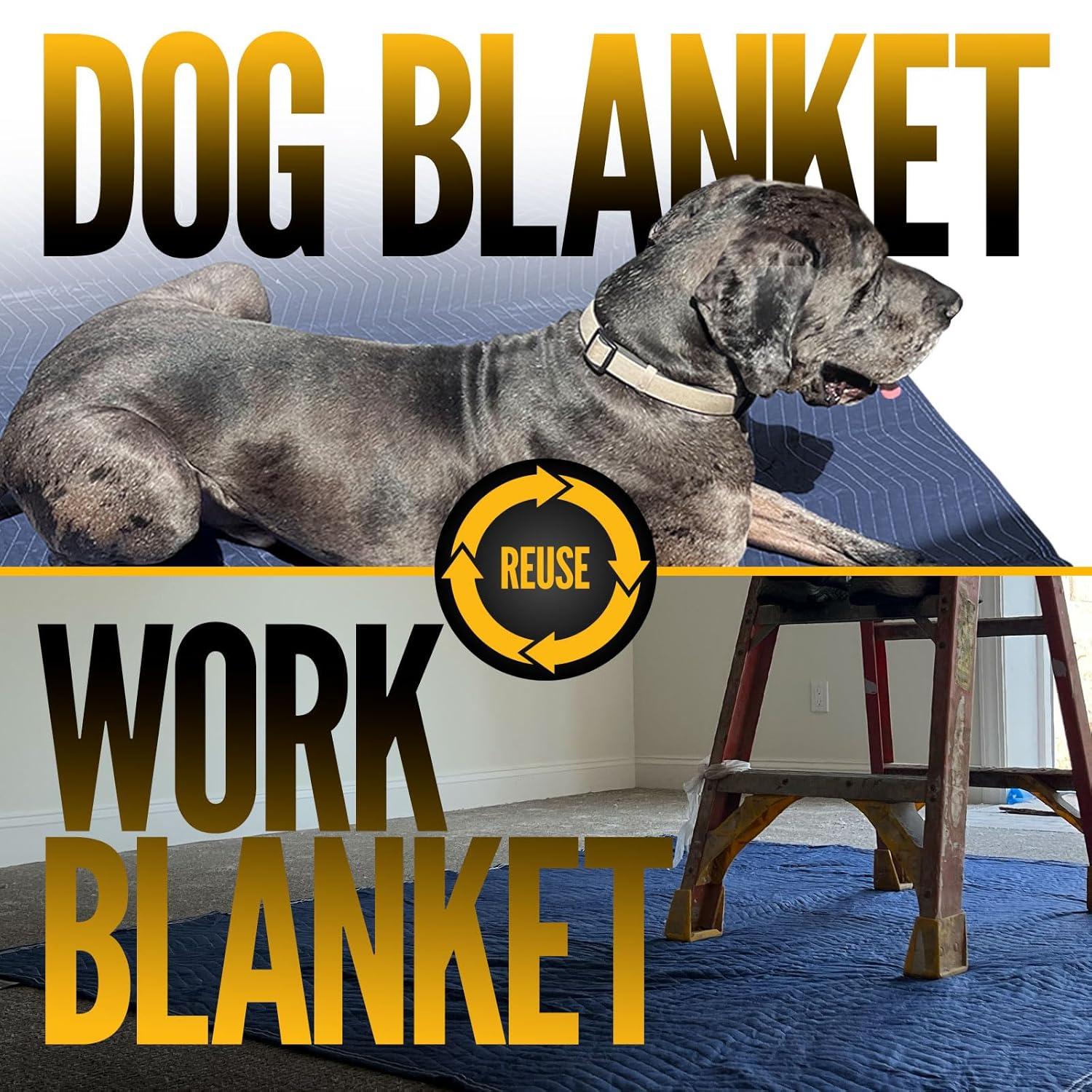 US Cargo Control Moving Blankets 72"x80" 6-Pack, (43 lbs/doz Weight), Packing Blankets for Moving Furniture, Shipping, Storage, and Freight, Blue Quilted Furniture Pads, MBSAVER43 Econo Saver