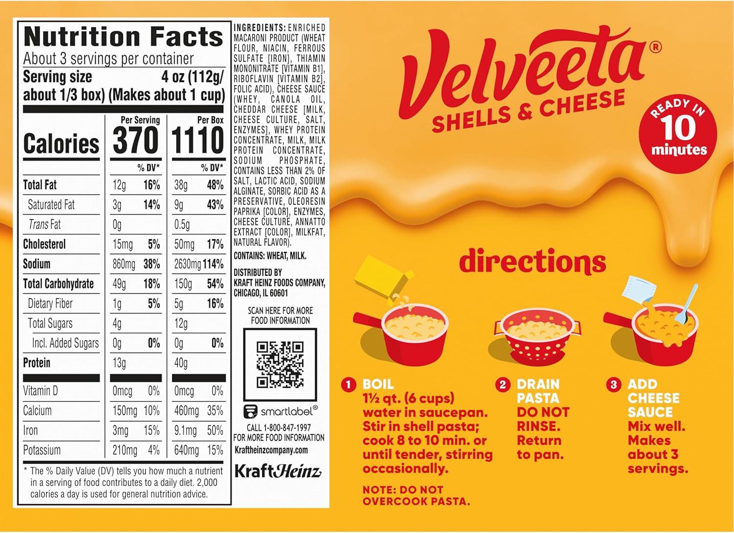 Velveeta Shells & Cheese Original Mac and Cheese Dinner - 36oz/3ct