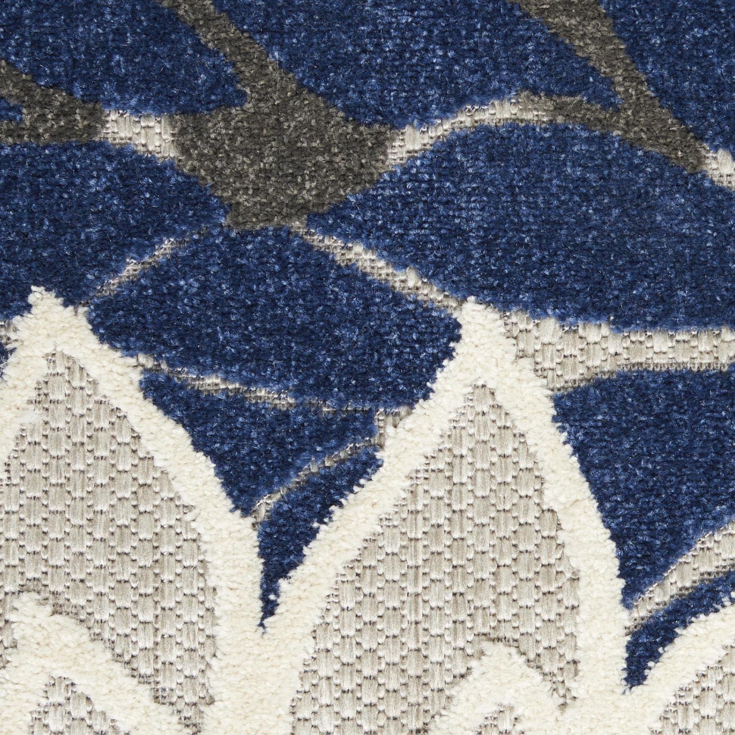 Nourison Aloha Floral Bloom Flatweave High-Low Indoor Outdoor Area Rug Blue/Multicolor 3'6" x 5'6"
