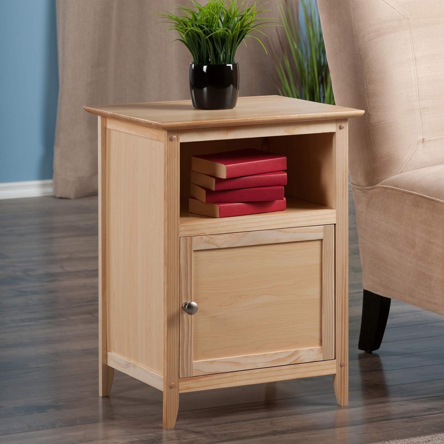 Winsome Henry Nightstand Natural: Bedside Table with Cabinet Door, Wood Veneer, MDF Frame, Assembly Tools Provided