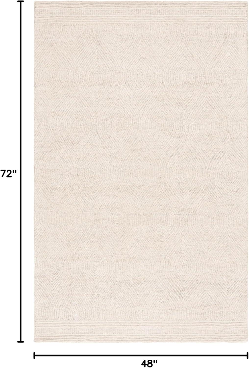 Textured Home Ivory Beige 4 ft. x 6 ft. Solid Geometric Contemporary Area Rug