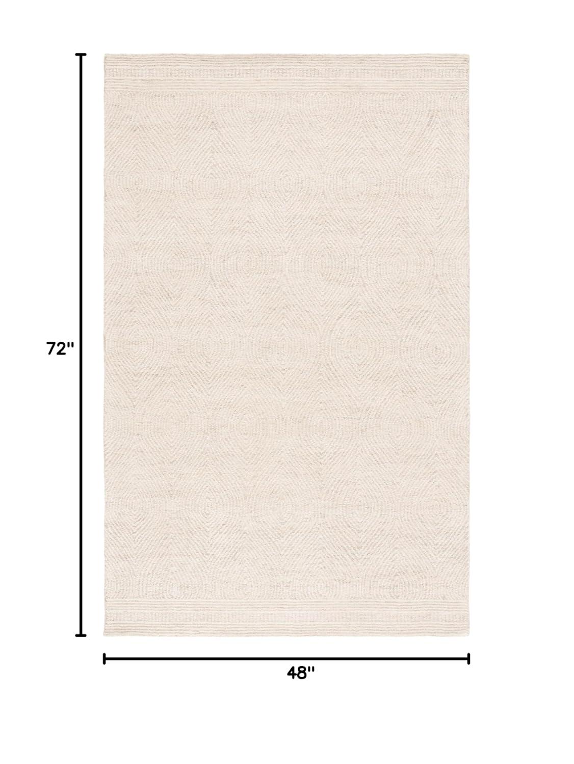 Textured Home Ivory Beige 4 ft. x 6 ft. Solid Geometric Contemporary Area Rug