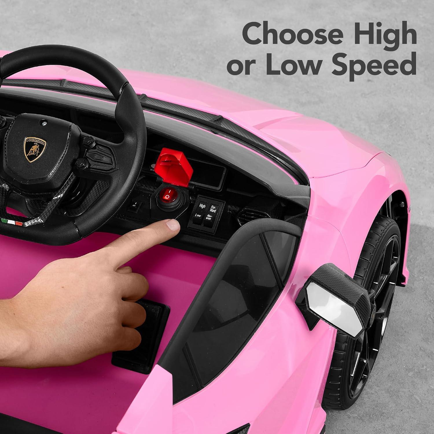 Best Choice Products Kids 12V Ride-On Car Officially Licensed Lamborghini Revuelto w/ Remote, LED Lights - Pink
