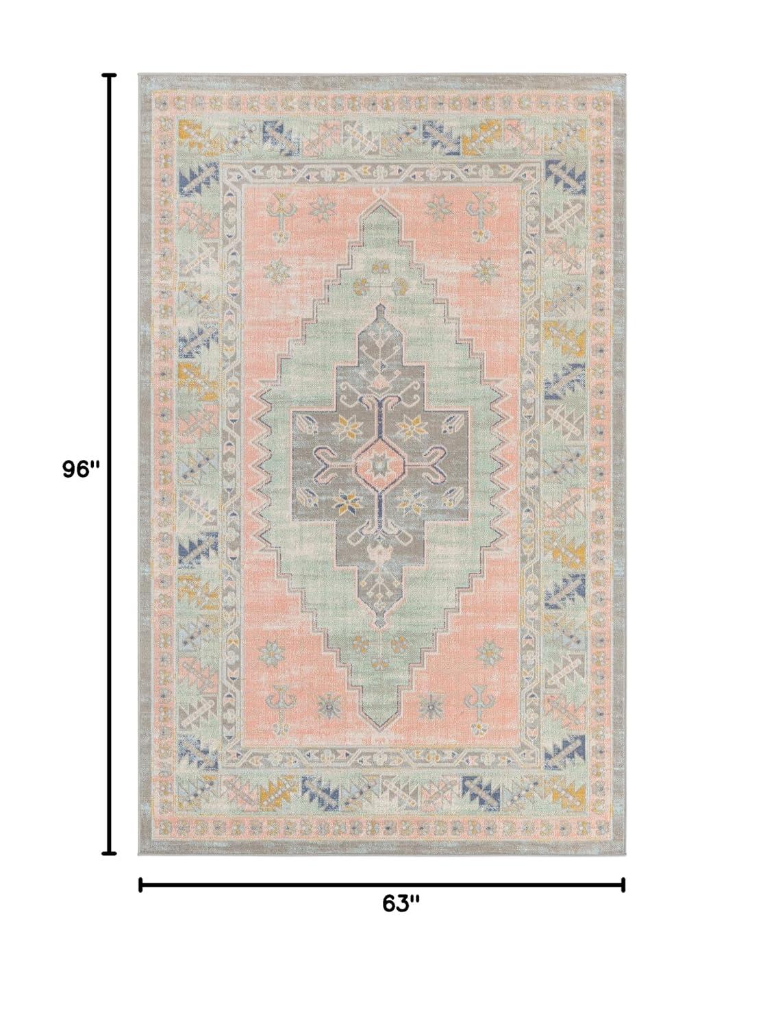 Unique Loom Whitney Collection Area Rug - Geneva (5' 3" x 8' Rectangle Pink/Blue)