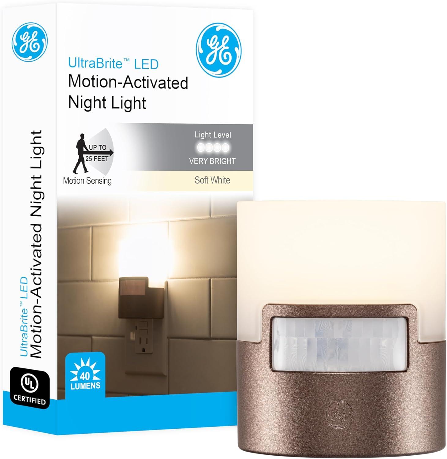 Bronze Motion-Activated LED Night Light with Soft White Glow