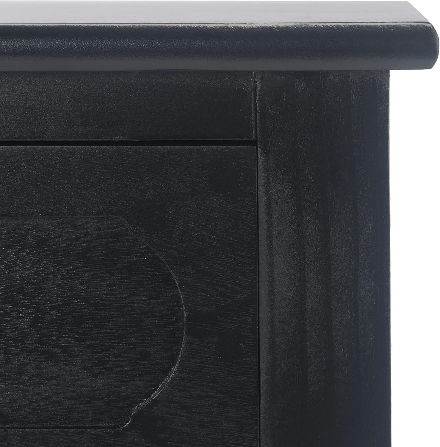 Allura Black Wood and Metal Console Table with Storage