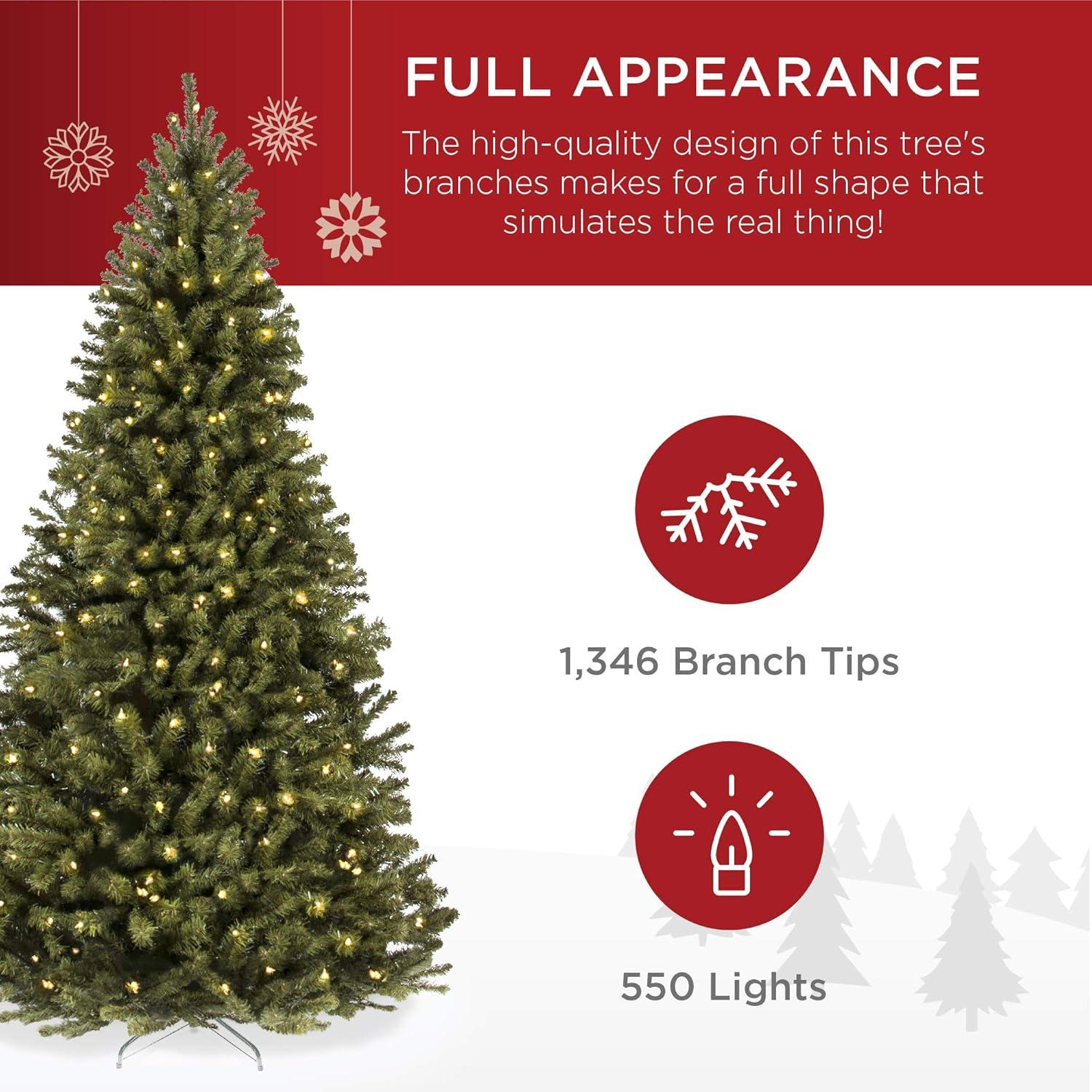 Best Choice Products Pre-Lit Spruce Artificial Christmas Tree w/ Easy Assembly, Metal Hinges & Foldable Base