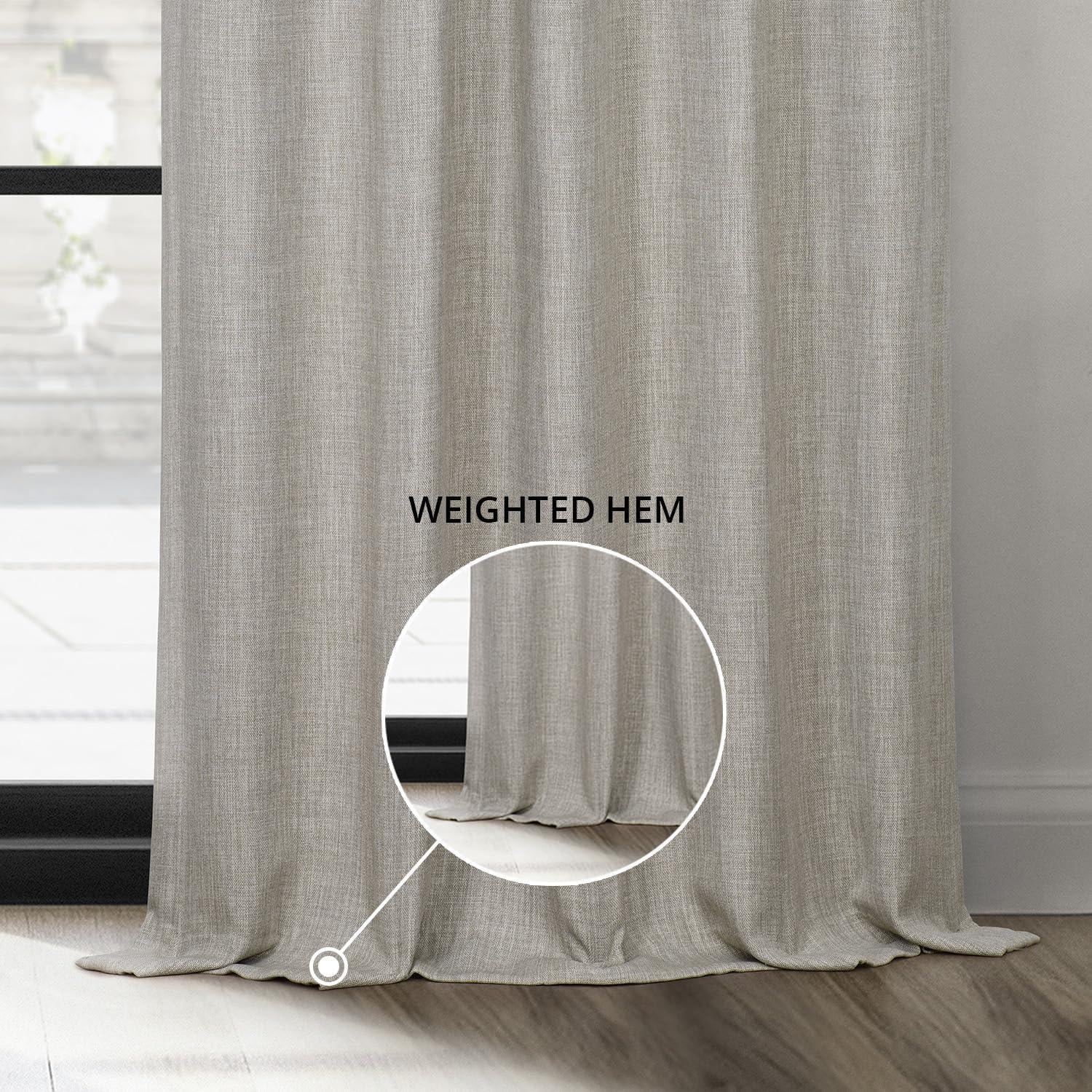 Oatmeal Faux Linen Extra Wide Room Darkening Curtain (1 Panel), Oatmeal, 100W X 108L