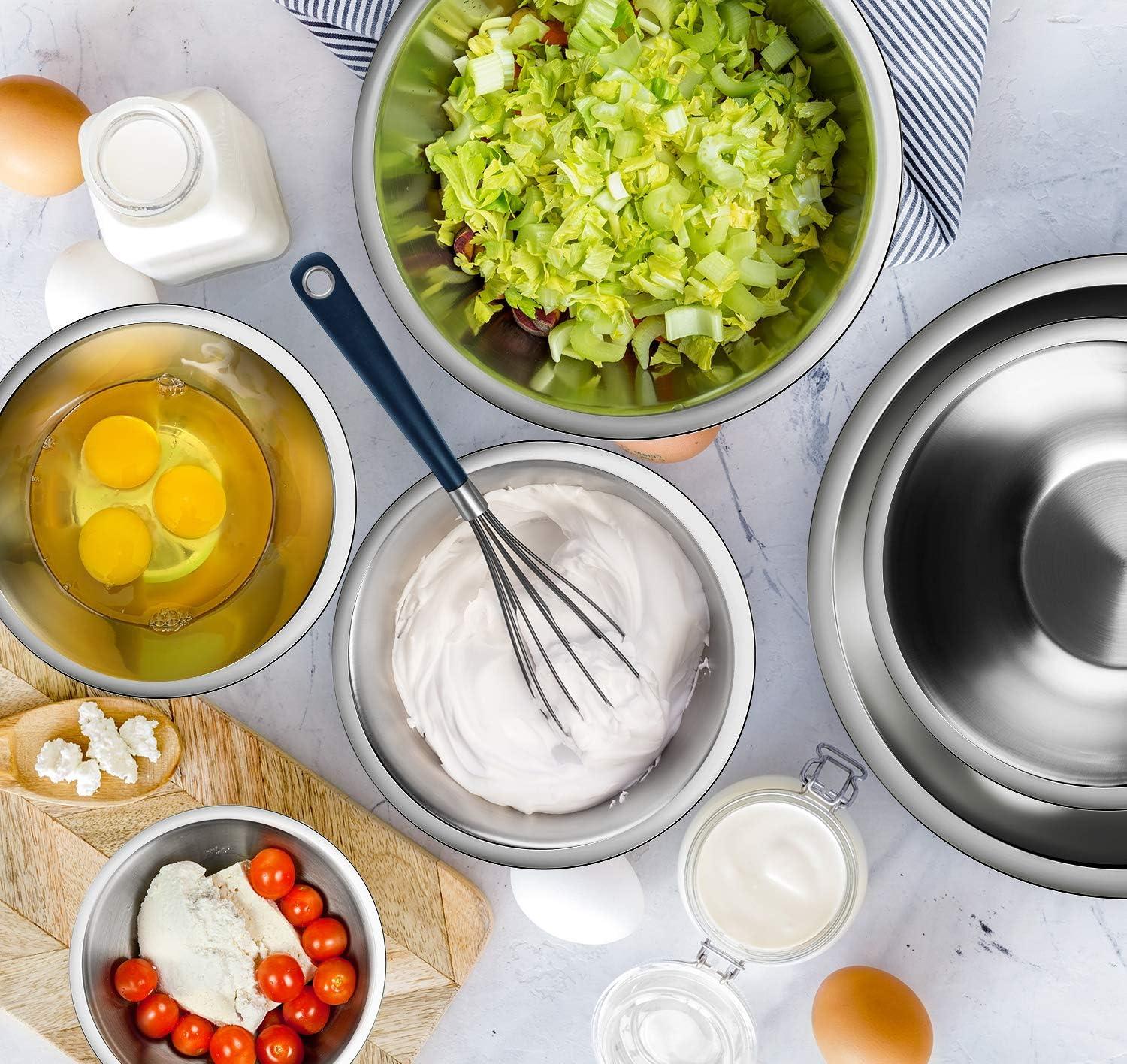 JoyTable Stainless Steel 14-Piece Mixing Bowl Set with Measuring Cups