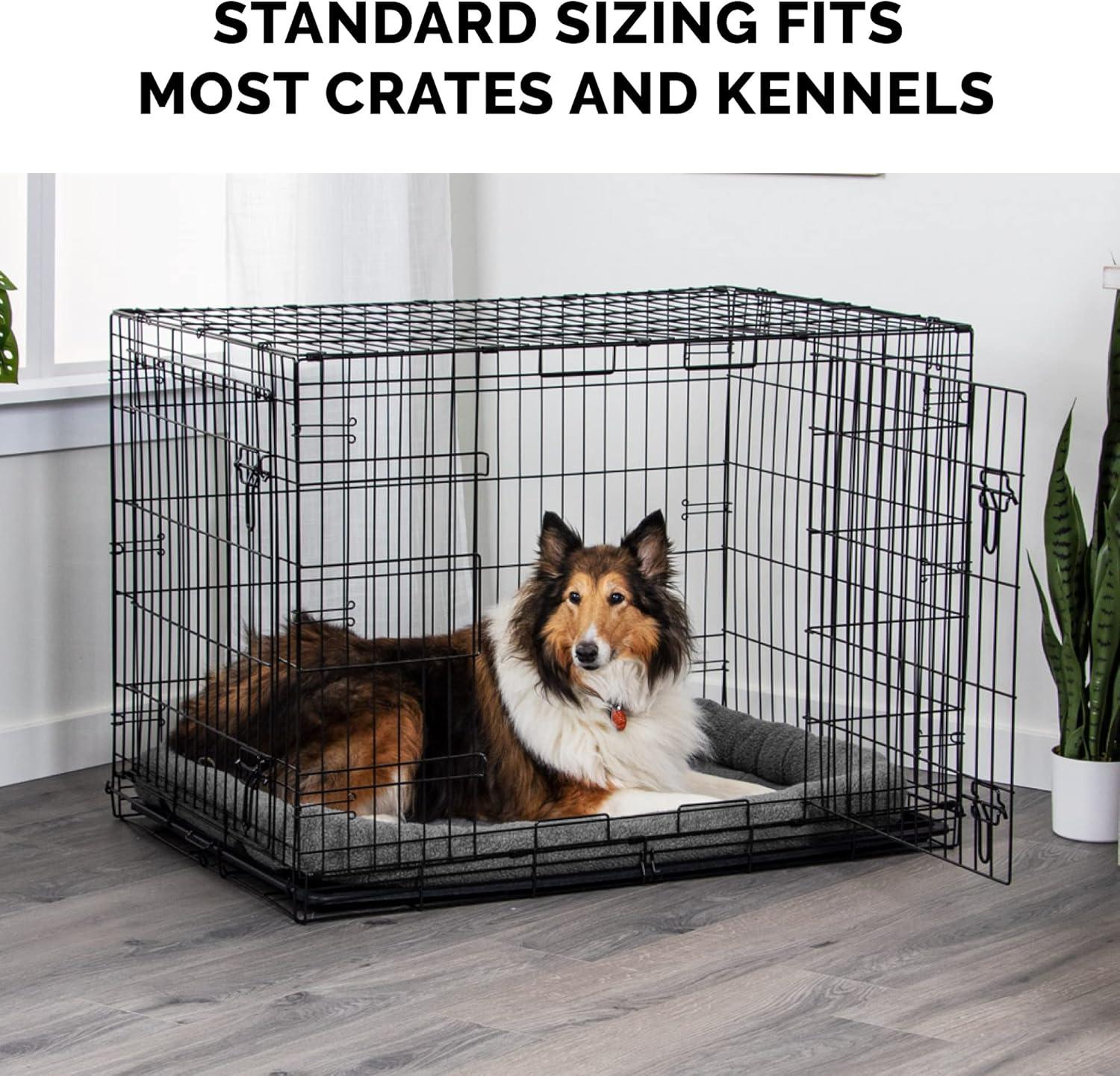 FurHaven Faux Lambswool Crate Bolster Pet Bed