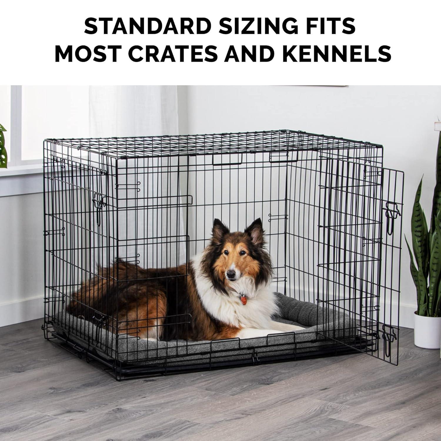 FurHaven Faux Lambswool Crate Bolster Pet Bed