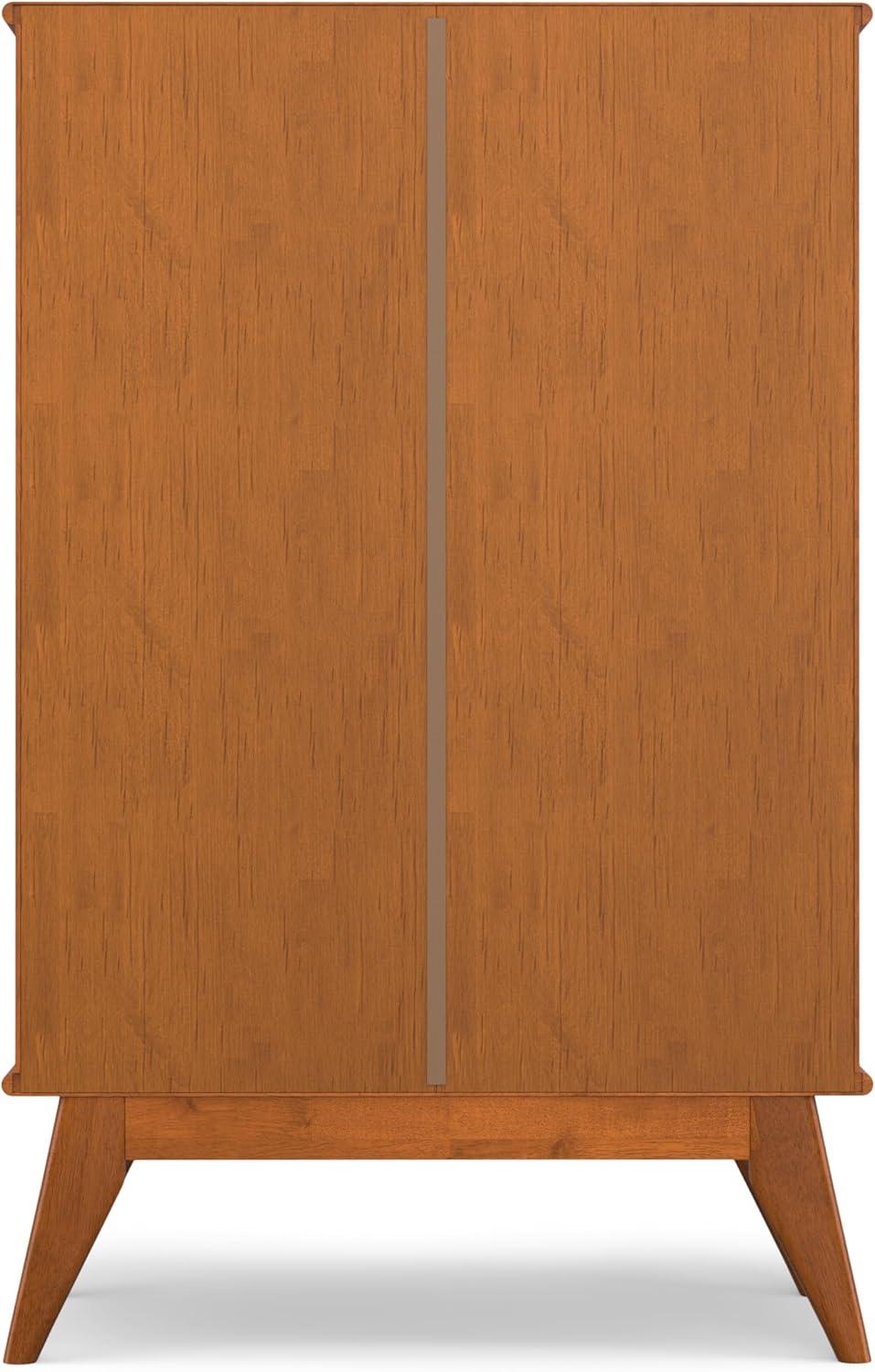 Simpli home Draper SOLID HARDWOOD Mid Century Modern 32 inch Wide Bar Cabinet in Teak Brown