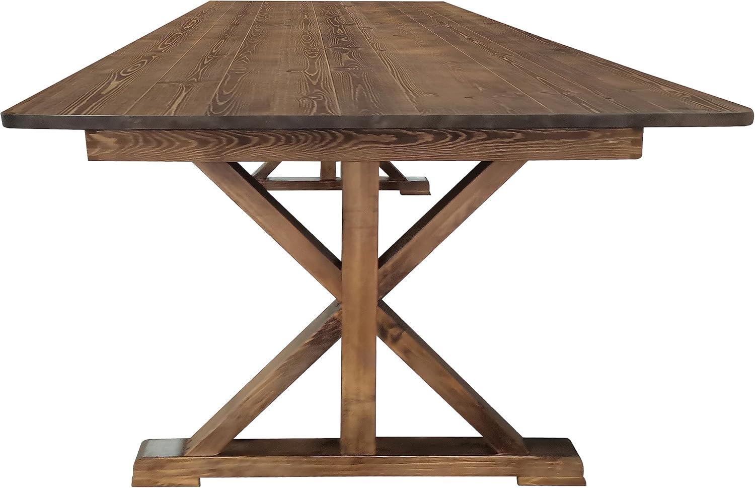 Flash Furniture Eternity Rectangular Solid Pine Farm Dining Table with Folding X-Style Legs
