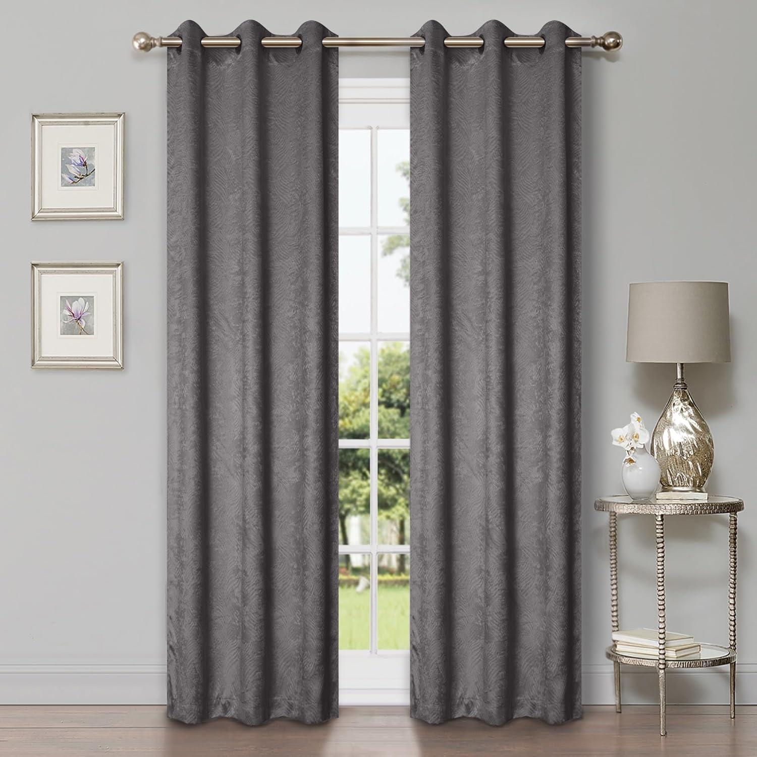 Superior Waverly Blackout Curtains, Rod Pocket, Set of 2, 42" x 96", Silver