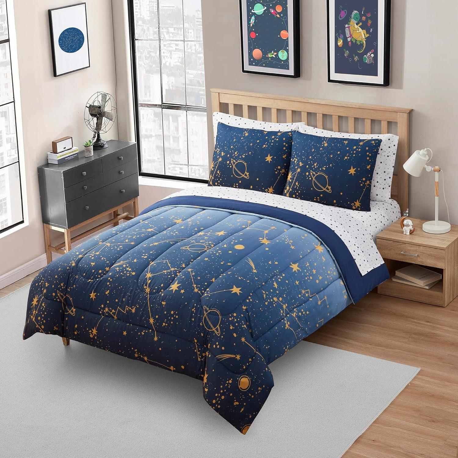 Sweet Home Collection Kids Galaxy Printed Bed in a Bag Comforter & Sheet Set