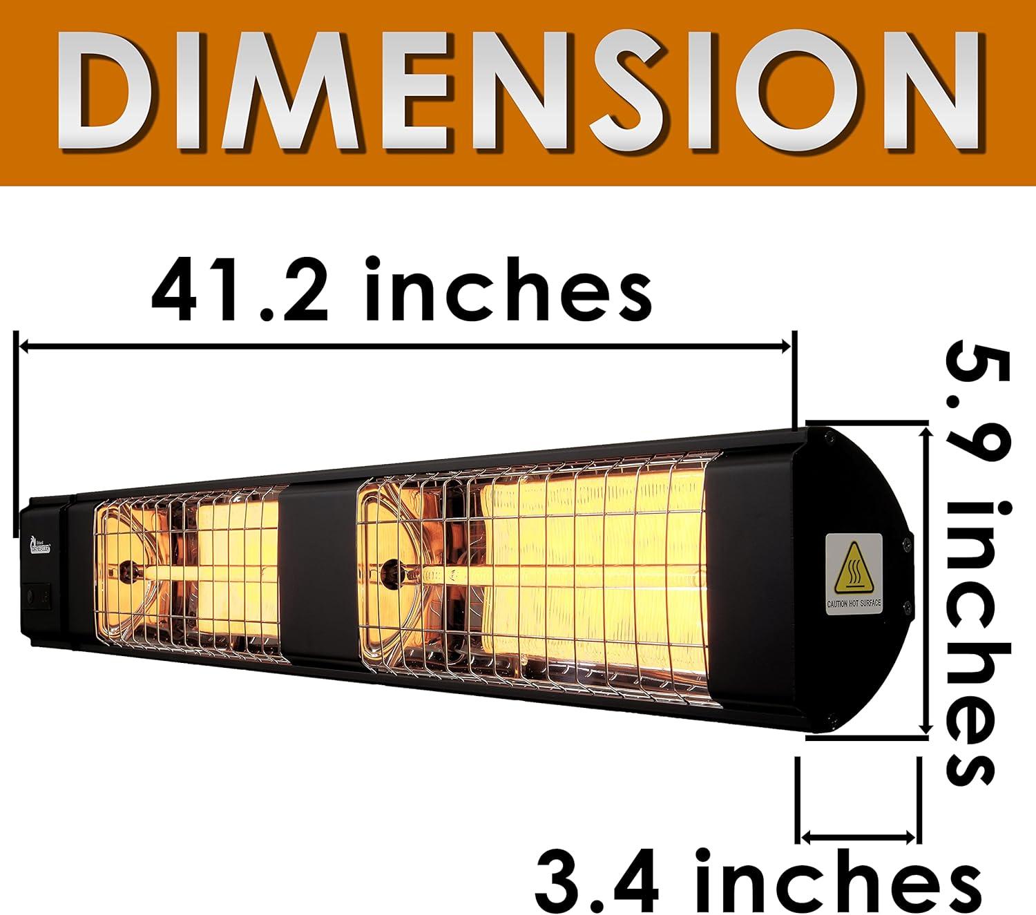 3000W, 240V Indoor/Outdoor Electric Infrared Patio Heater, with Remote