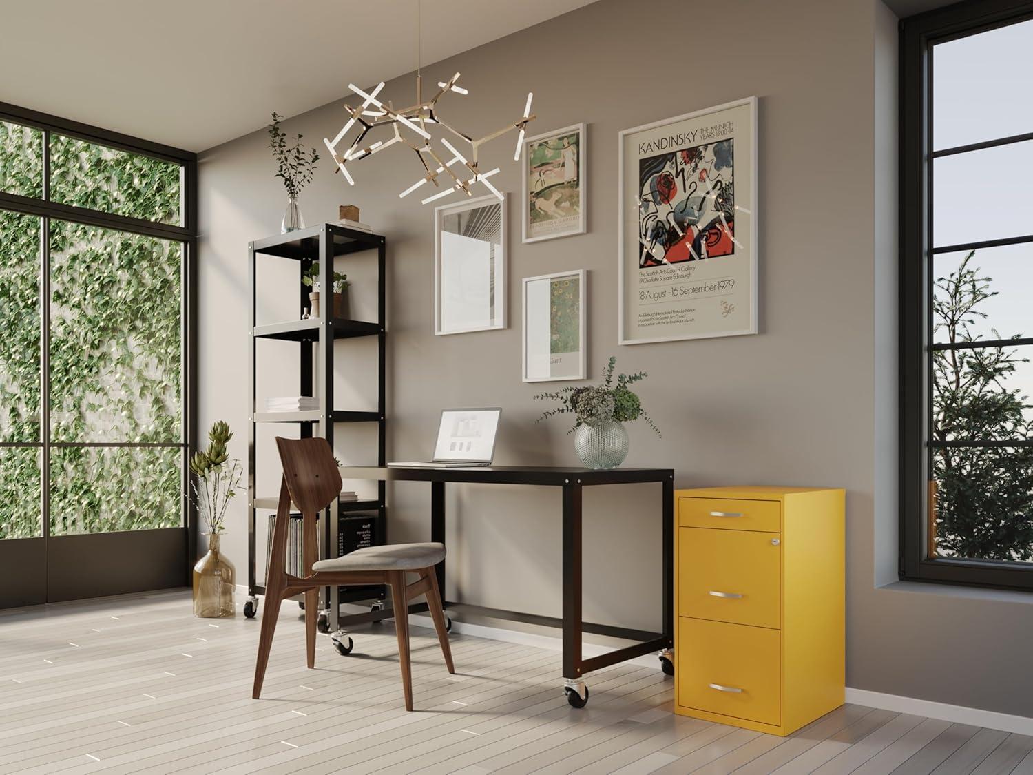 Space Solutions 3 Drawer Letter Width Vertical File Cabinet with Pencil Drawer, Yellow