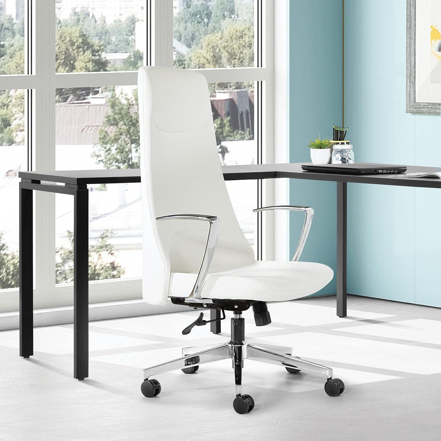 High Back Office Chair in Dillon Snow White in Antimicrobial Fabric