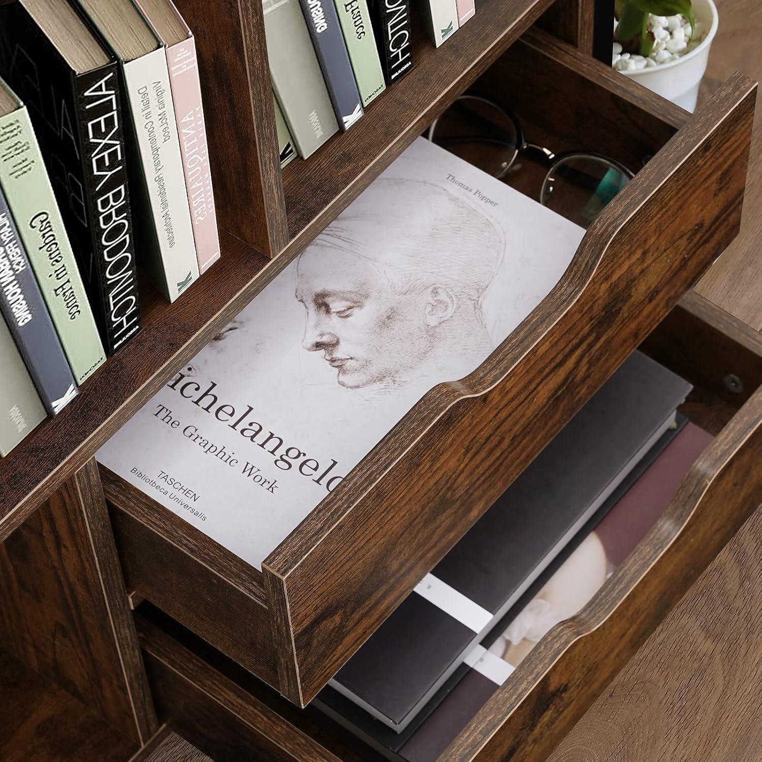 17 Stories Bookcase, 4-Tier Bookshelf With 2 Drawers,Book Shelves Display Shelf For Living Room, Bedroom, Home Office