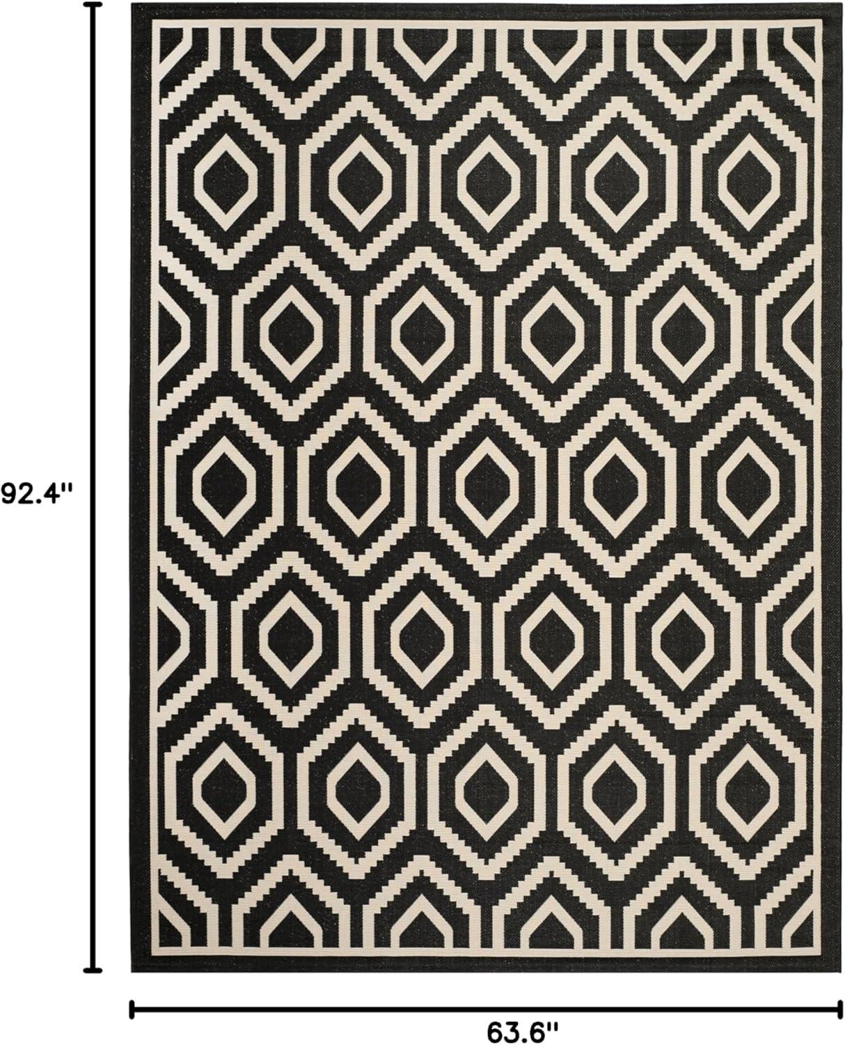 Courtyard CY6902 Power Loomed Indoor and Outdoor Area Rug - Black/Beige - 5'3"x7'7" - Safavieh