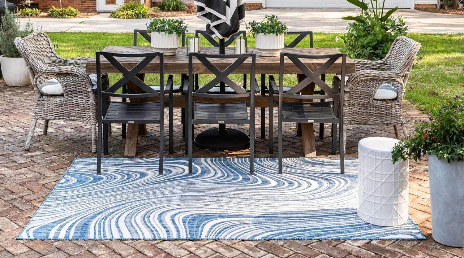 Unique Loom Outdoor Modern Pool Abstract Woven Area Rug