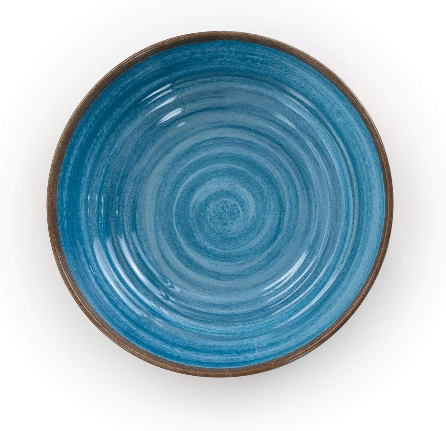 12pc Melamine Rippled Tides Dinnerware Set Blue - Elama: Solid Pattern, Service for 4, Dishwasher-Safe, Dish Set