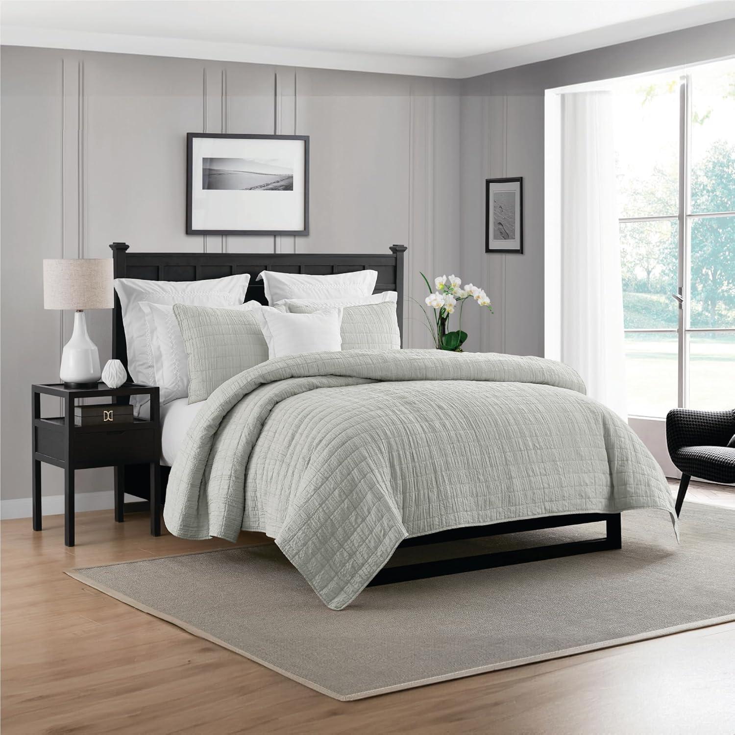 Swift Home  Crinkle Enzyme Wash Oversized Coverlet/Bedspread Quilt Sets Grey Twin/Twin XL 2 Piece