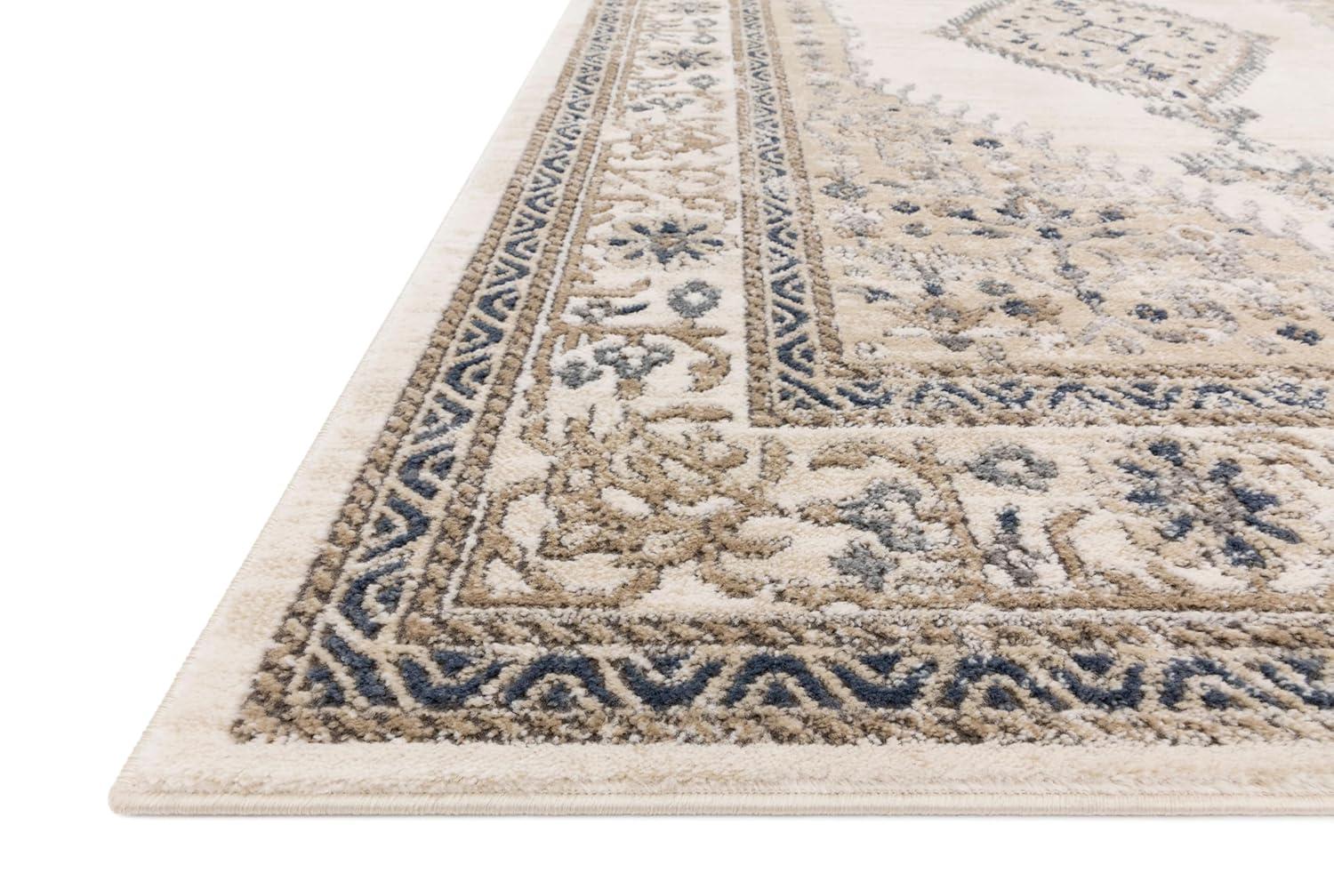 Ivory and Oatmeal Rectangular Synthetic Reversible Rug