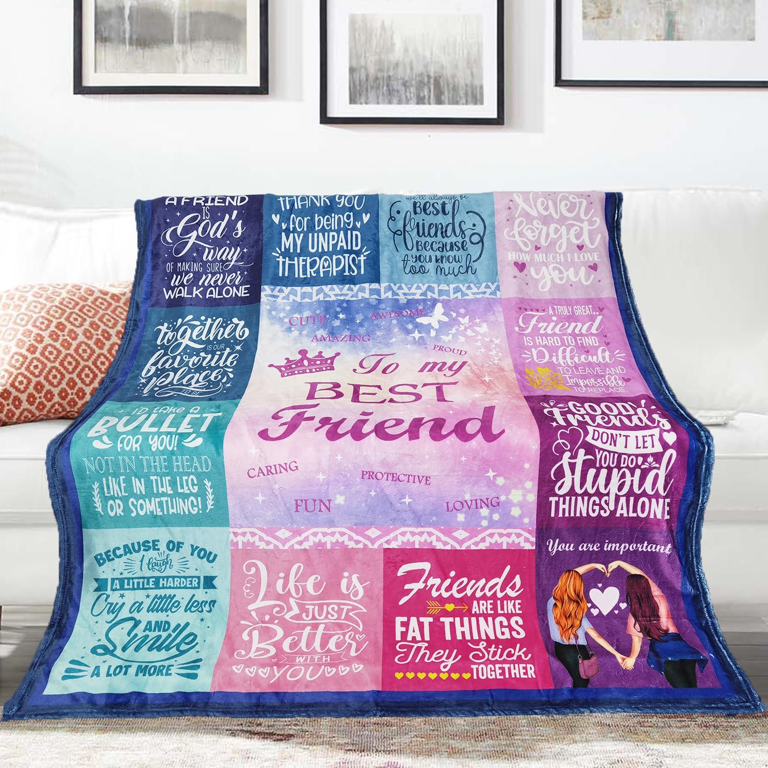 Gifts for Best Friend Woman, Best Friend Birthday Gifts for Women, Bestie BFF Soul Sister Graduation Gift Ideas for Women Blanket 60"x 50", Friendship Unique Gifts